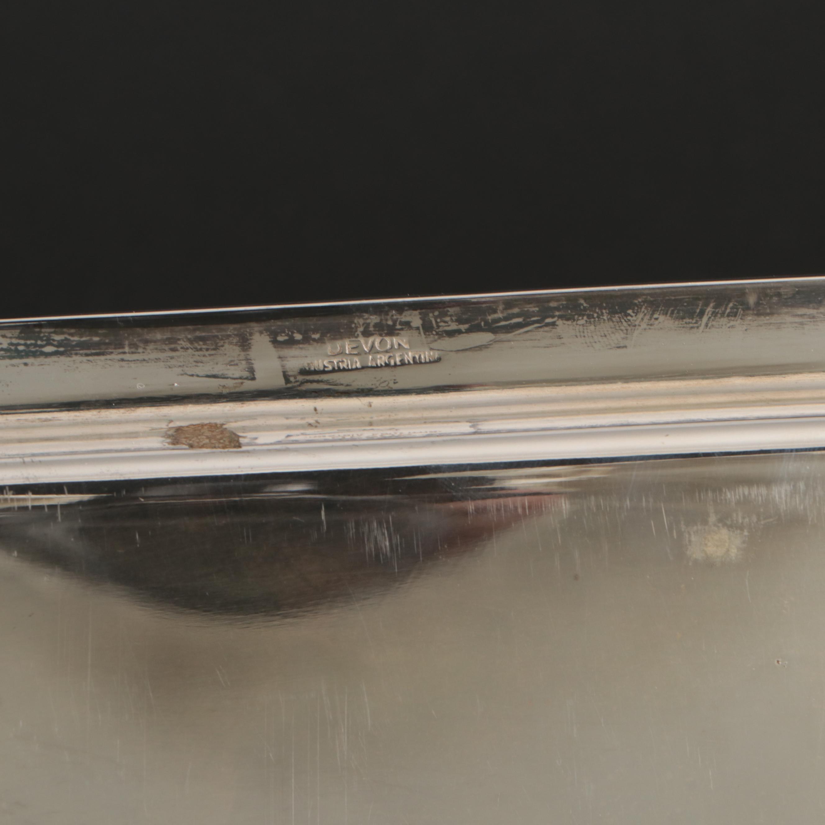 English Metal Coffee and Sugar Tins, Silver Plate Spoons and Metal Serving Trays