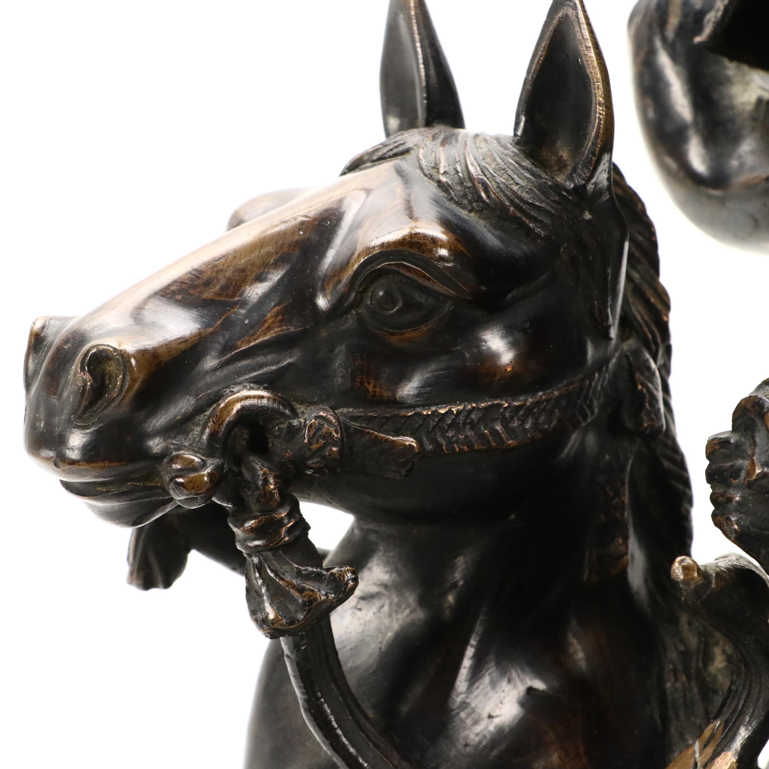 Bronze Sculpture of Samurai on a Horse