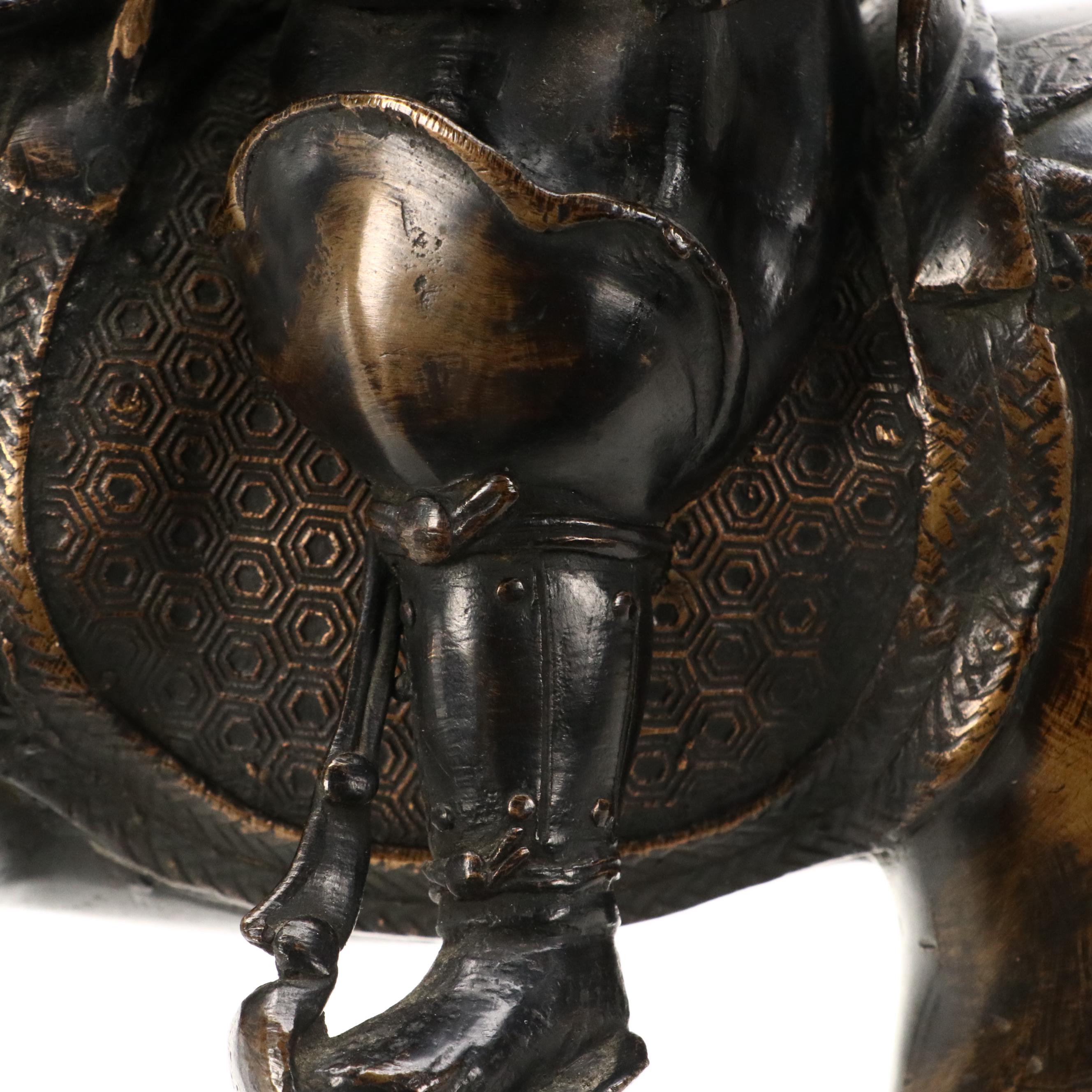 Bronze Sculpture of Samurai on a Horse