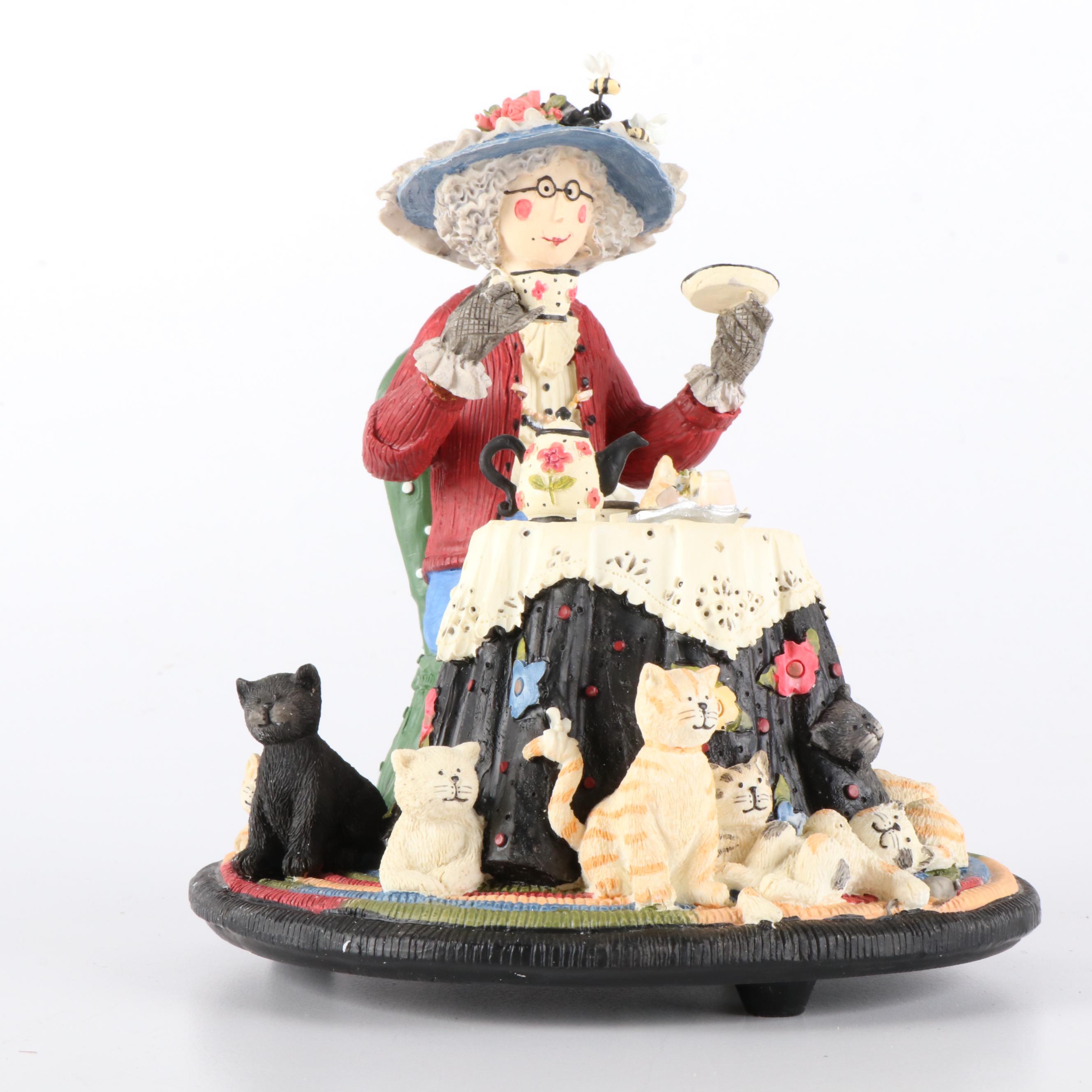 Laurel Burch "Friendly Felines" and Lily Chang Garden Discovery Plates, Figures