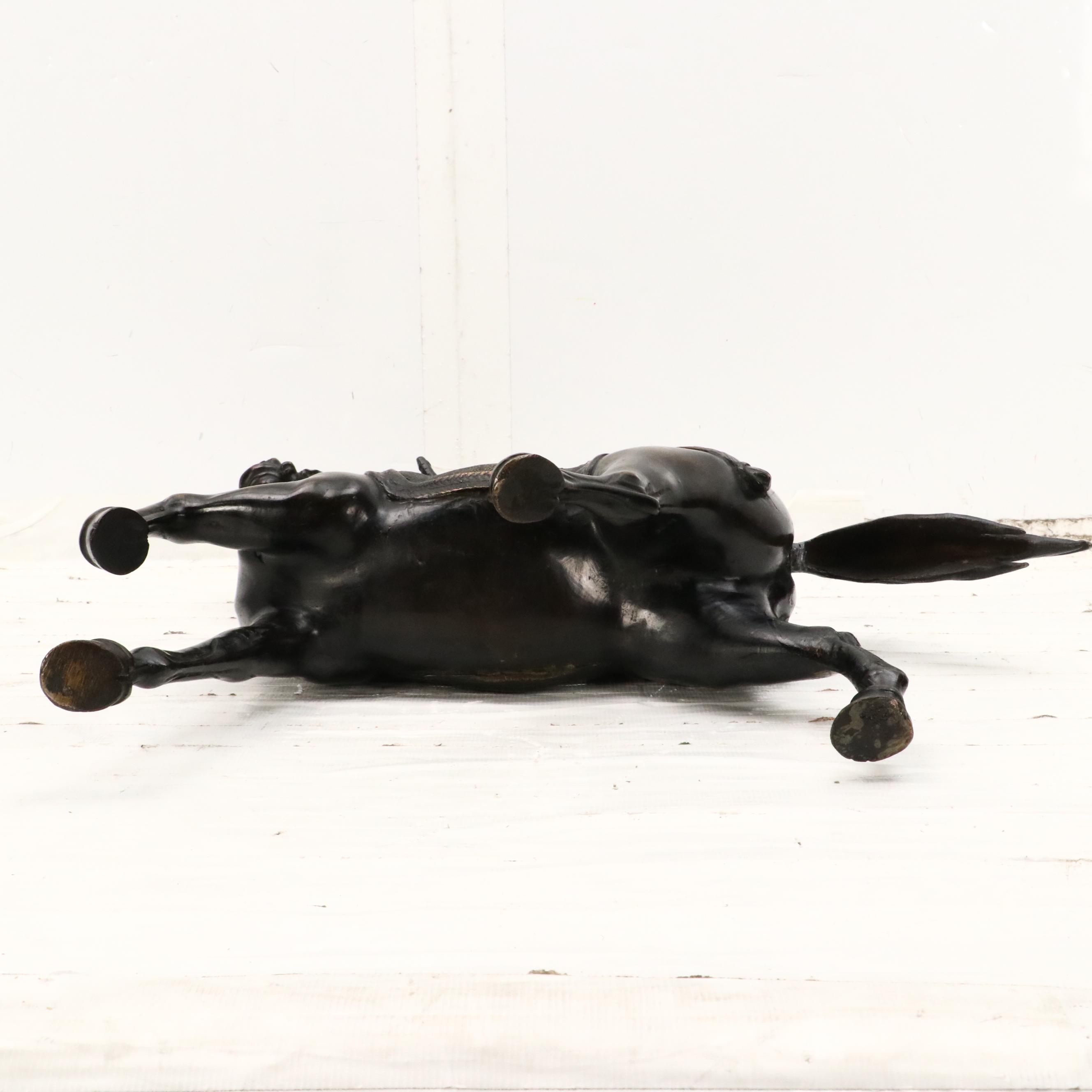 Bronze Sculpture of Samurai on a Horse