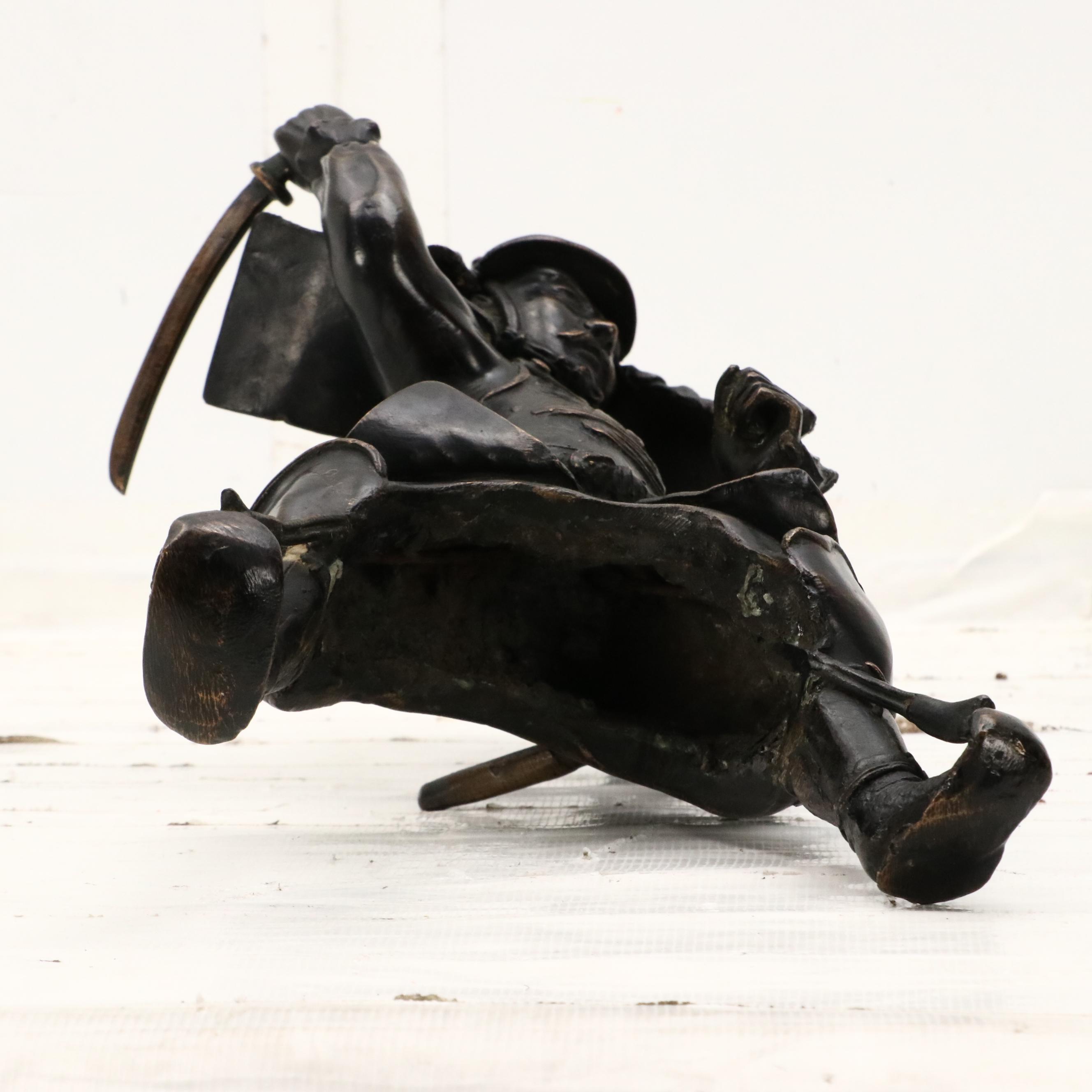 Bronze Sculpture of Samurai on a Horse