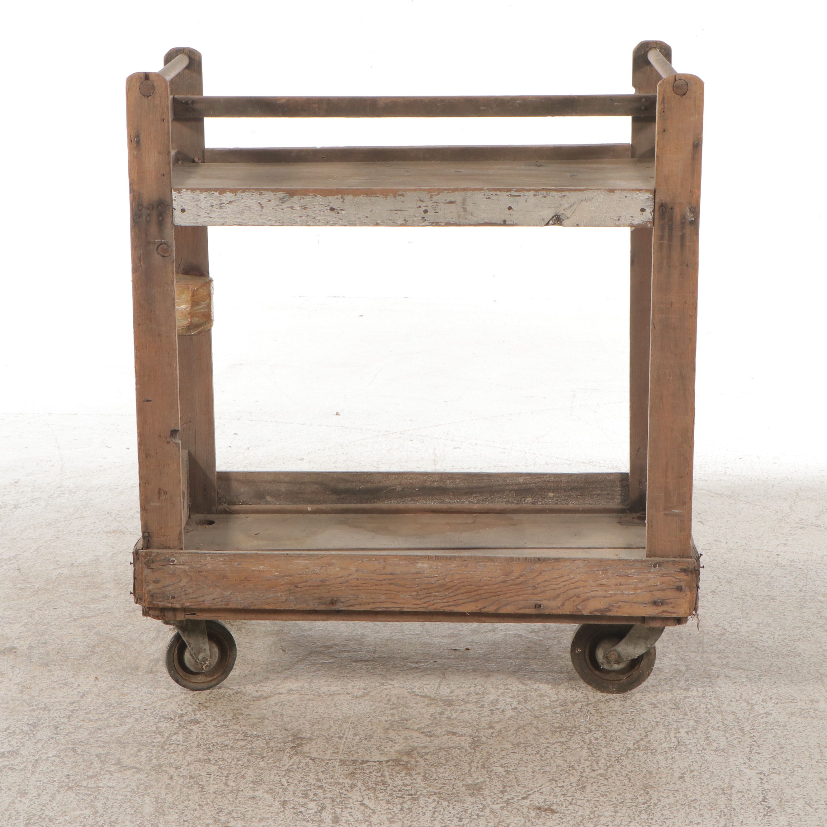 Rustic Wood Industrial Cart, Mid to Late 20th Century