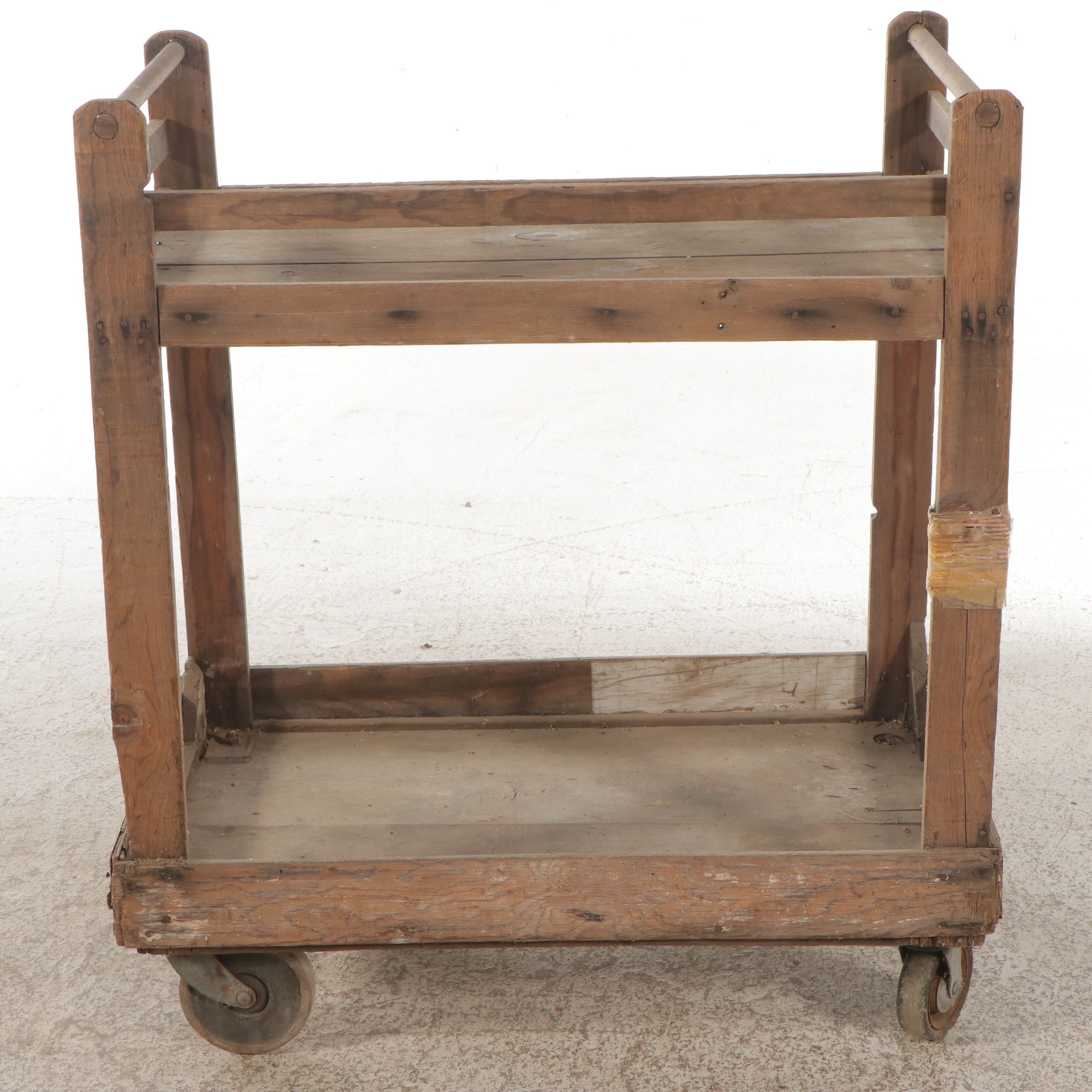 Rustic Wood Industrial Cart, Mid to Late 20th Century