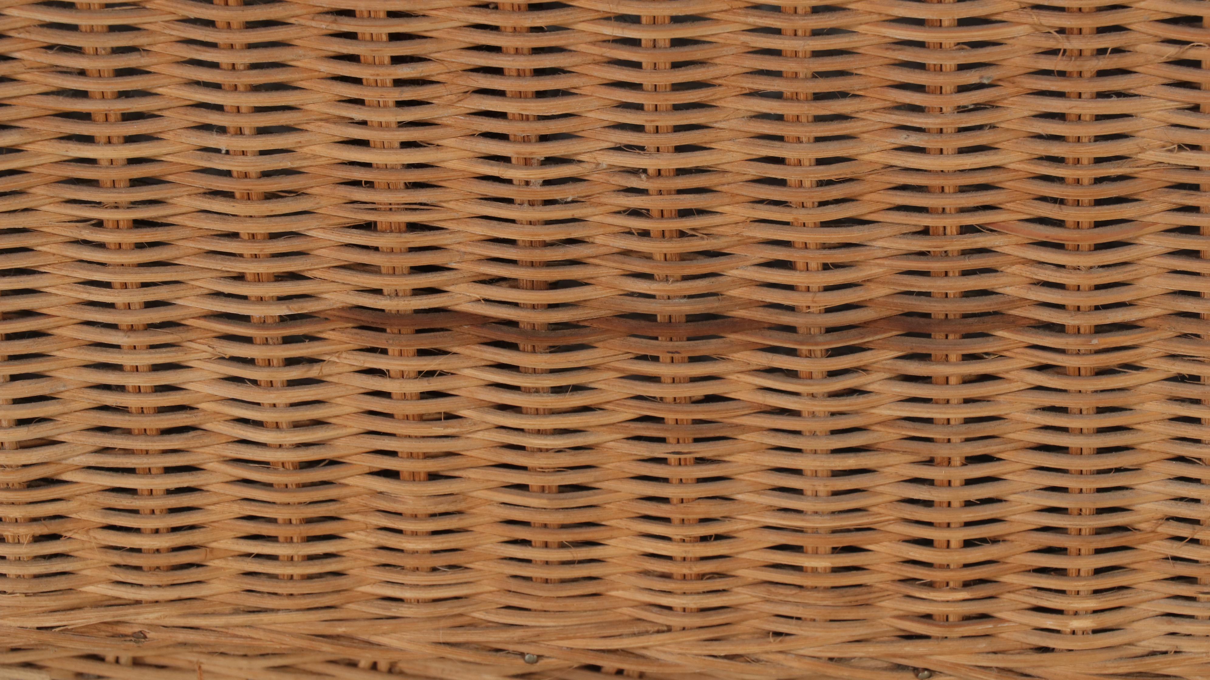 Woven Rattan Cube Side Tables, Mid Century Modern Style