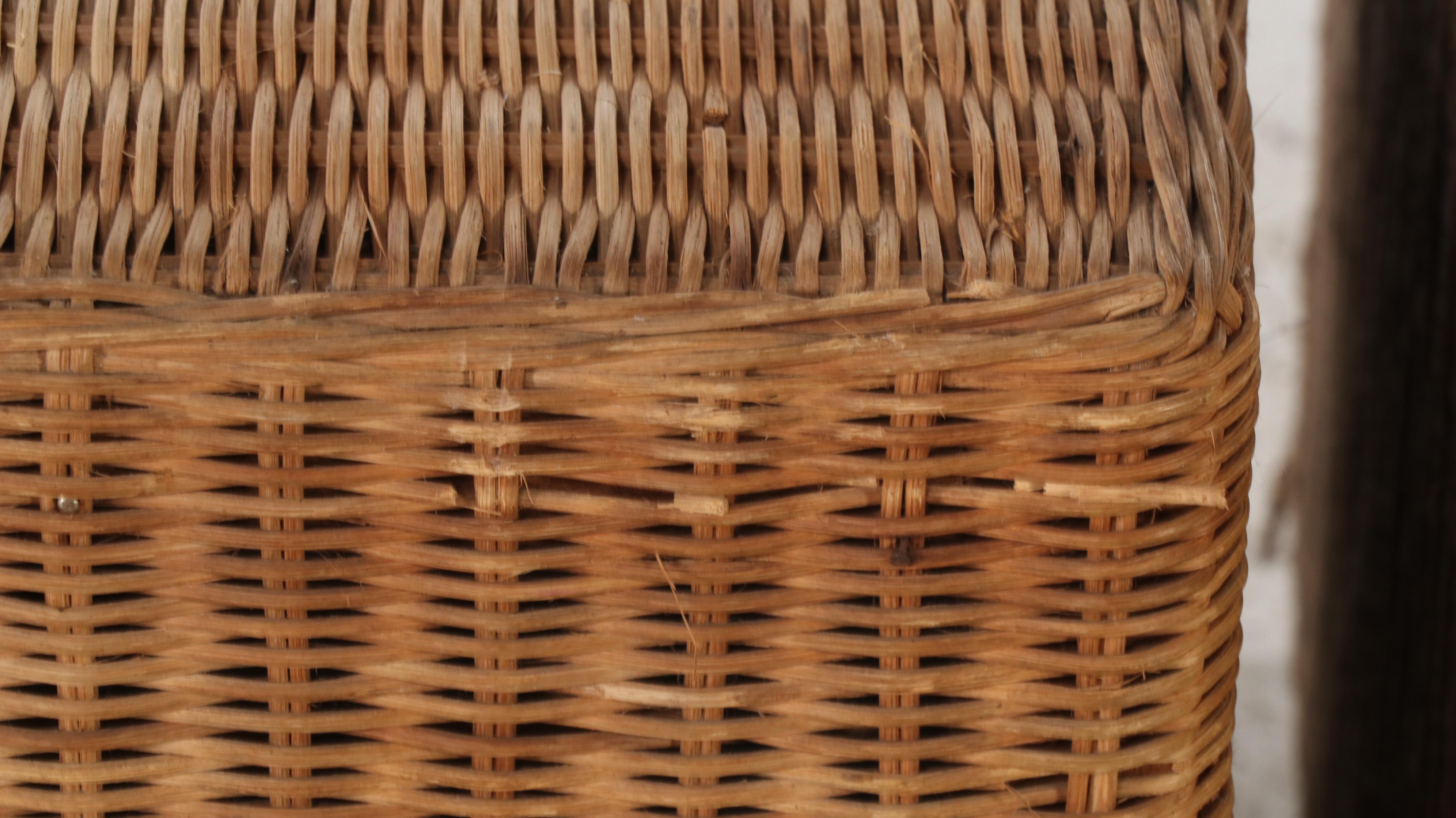 Woven Rattan Cube Side Tables, Mid Century Modern Style