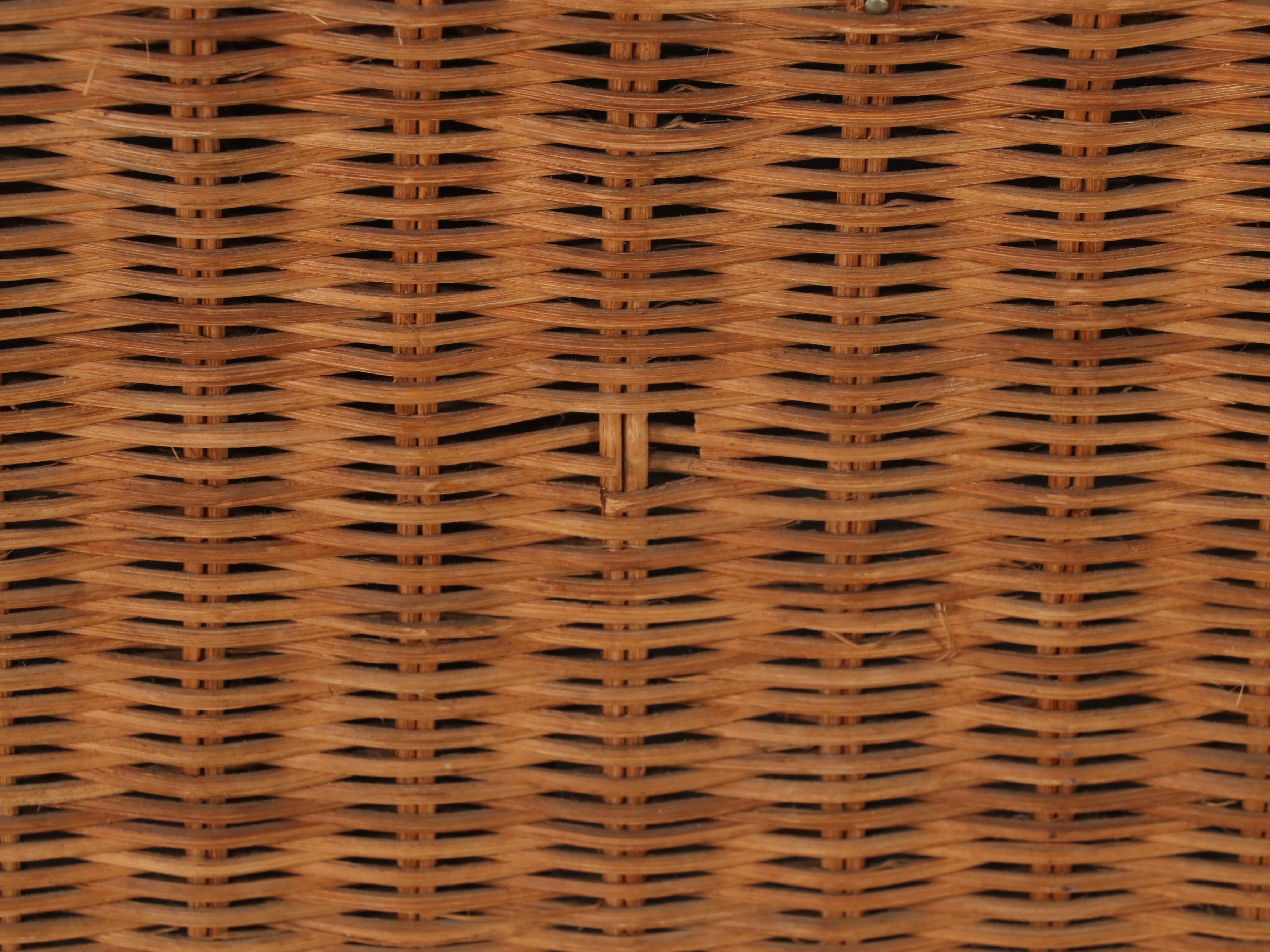 Woven Rattan Cube Side Tables, Mid Century Modern Style