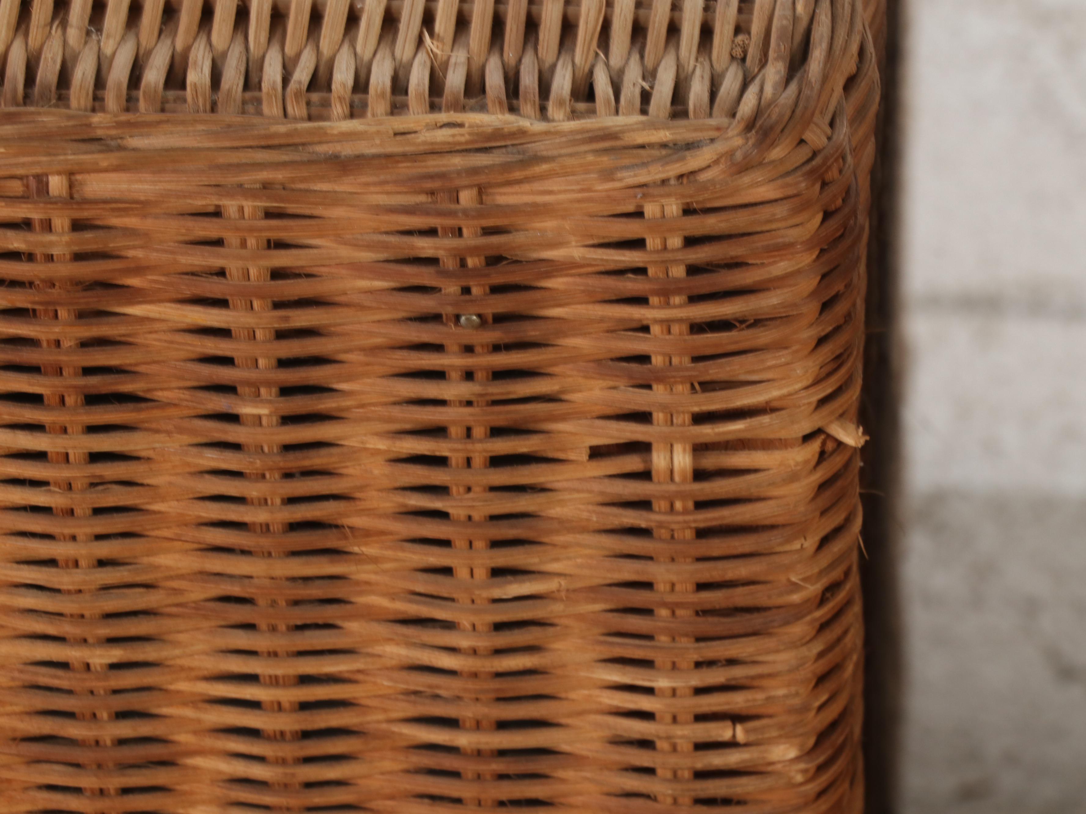 Woven Rattan Cube Side Tables, Mid Century Modern Style