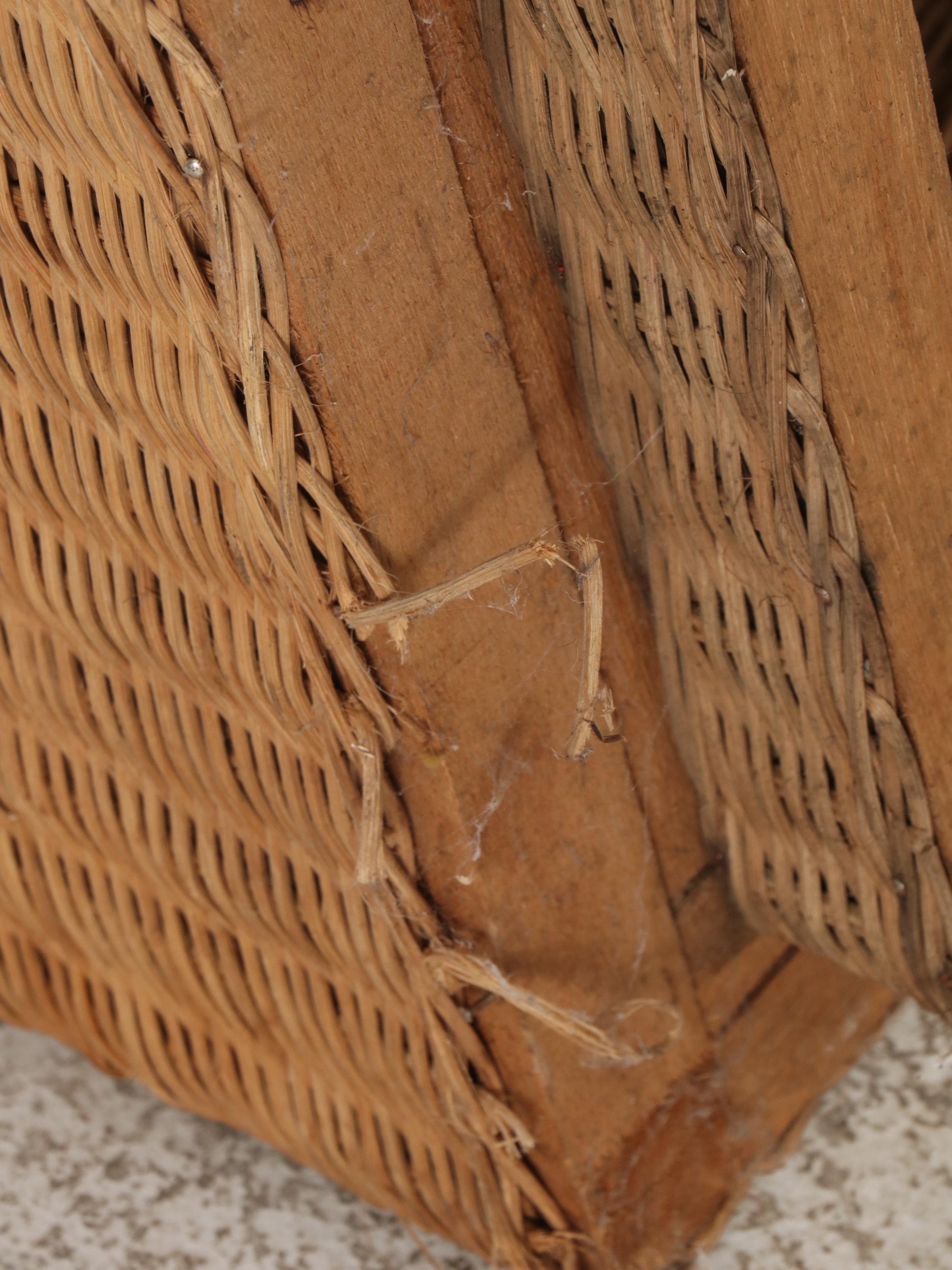 Woven Rattan Cube Side Tables, Mid Century Modern Style