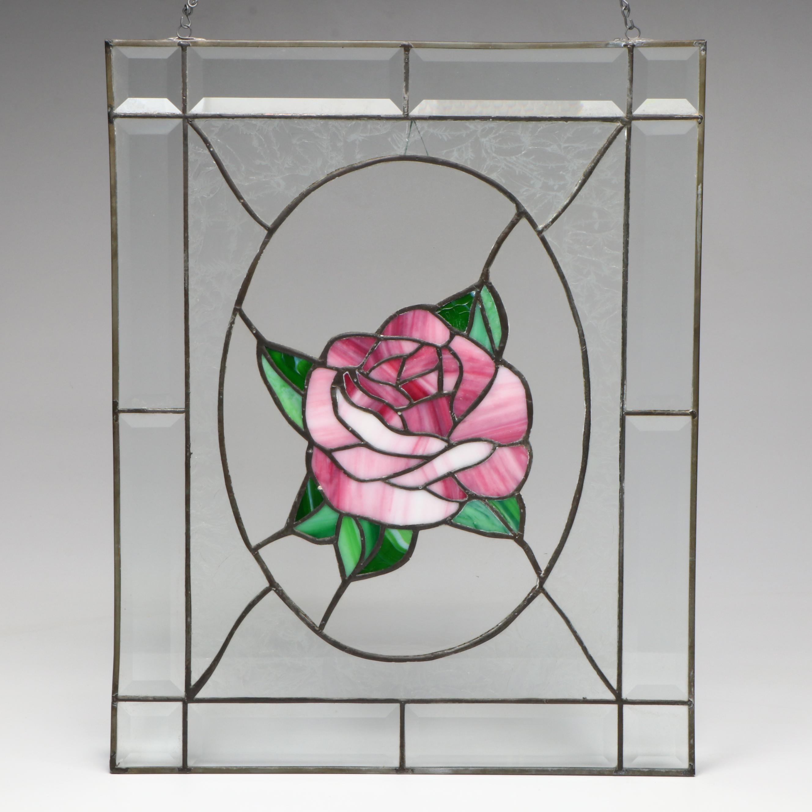 Stained Glass Rose Window Panel