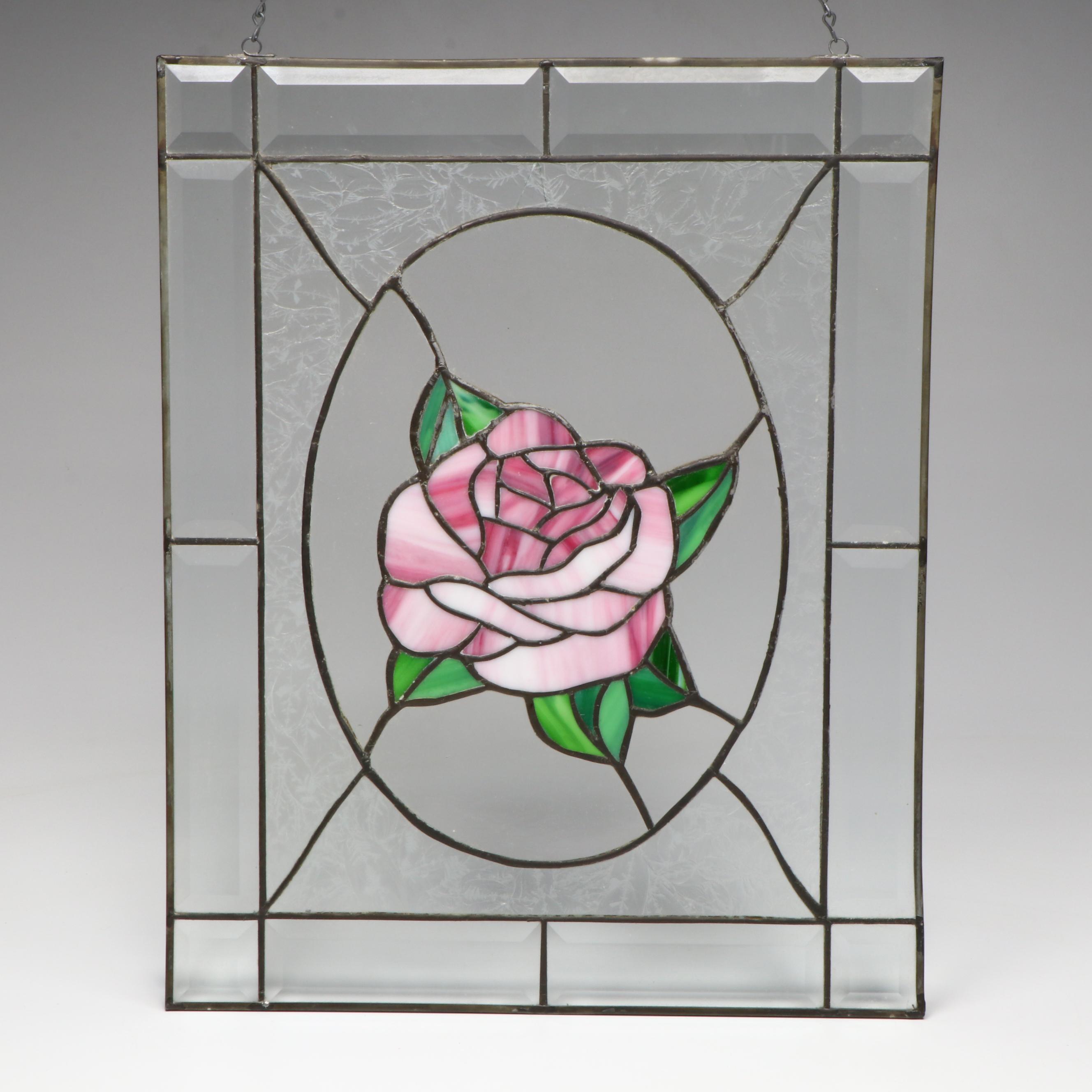 Stained Glass Rose Window Panel