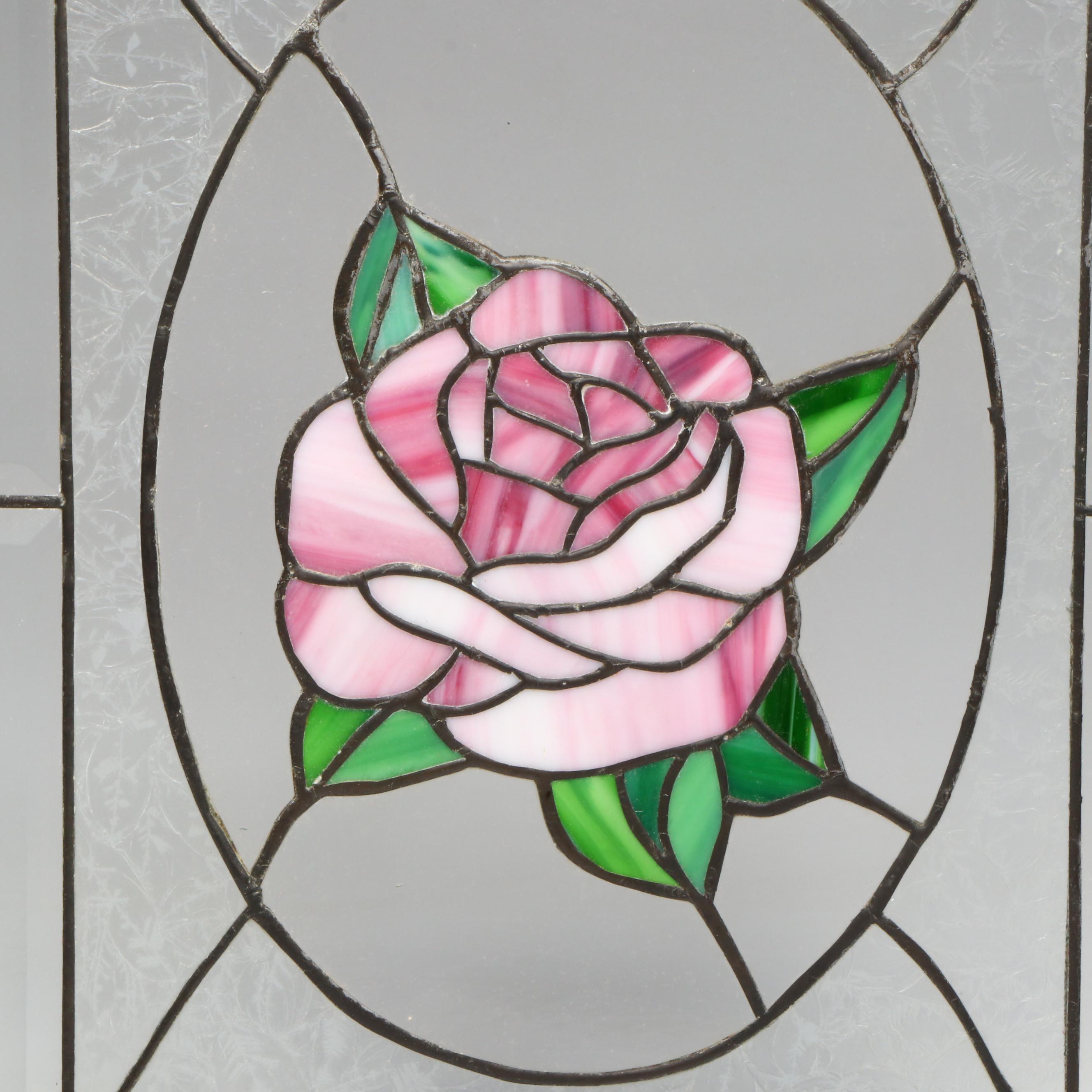 Stained Glass Rose Window Panel