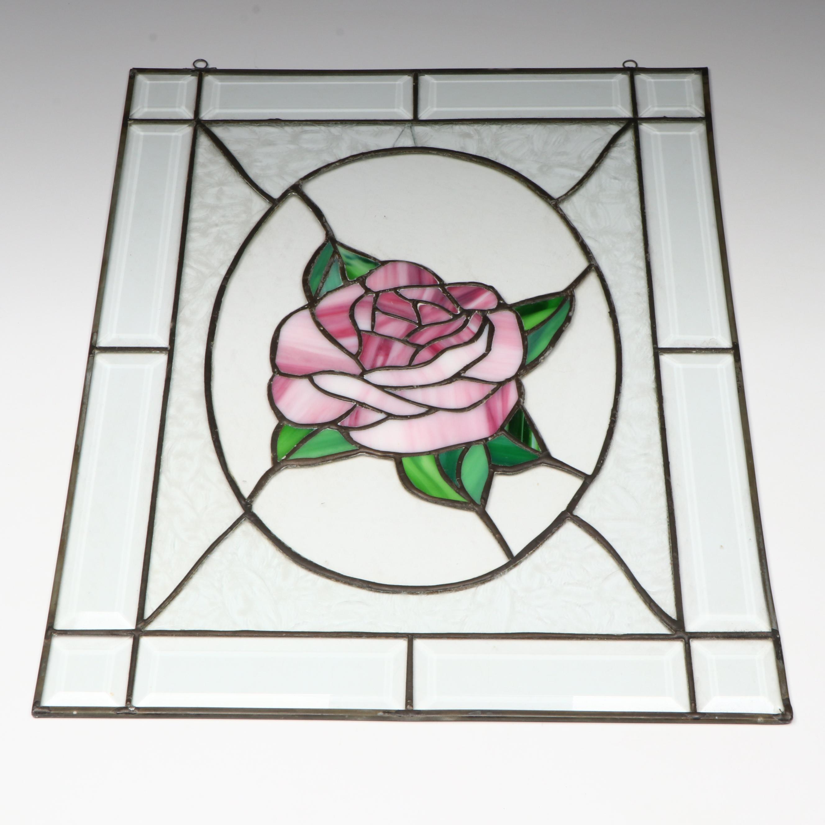 Stained Glass Rose Window Panel