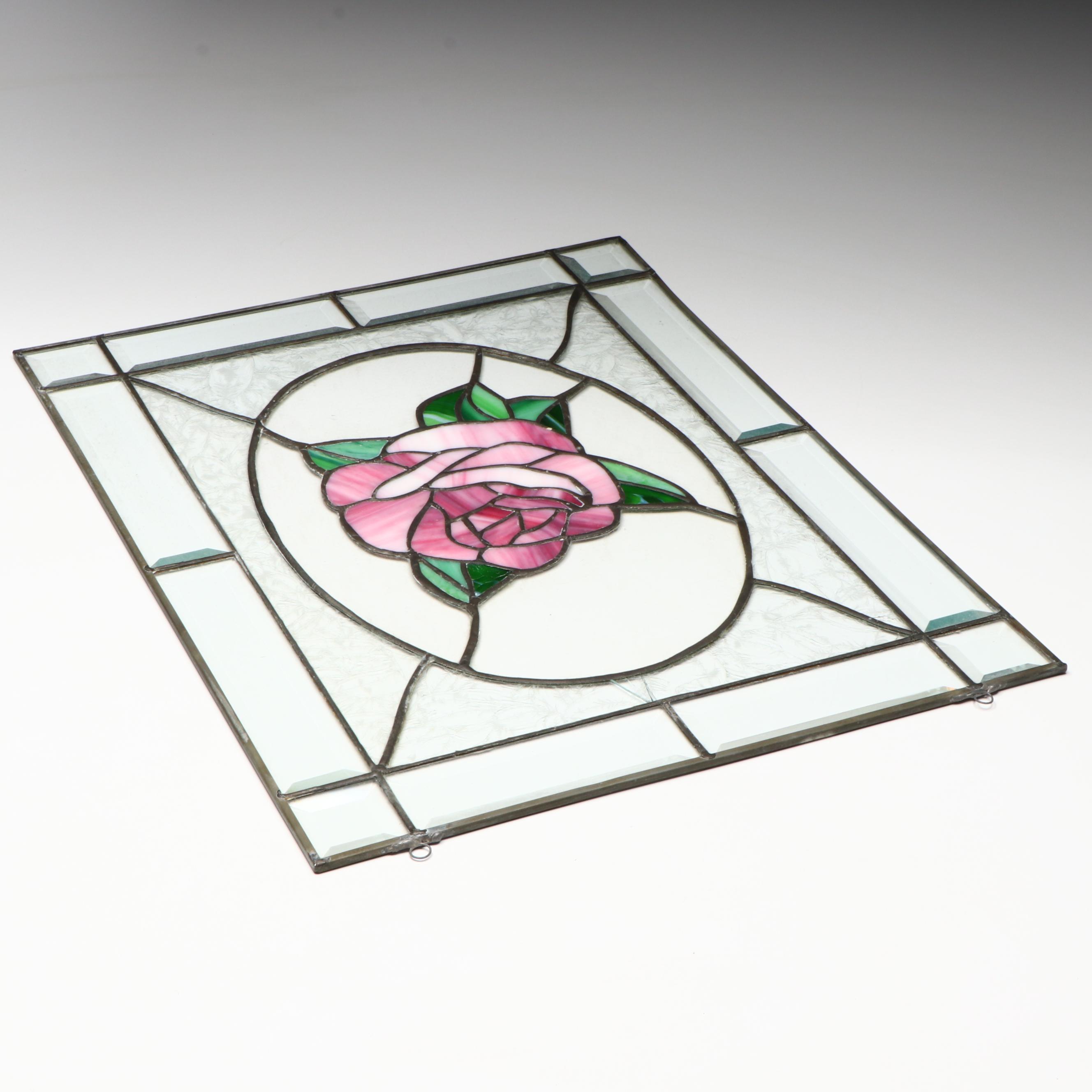 Stained Glass Rose Window Panel