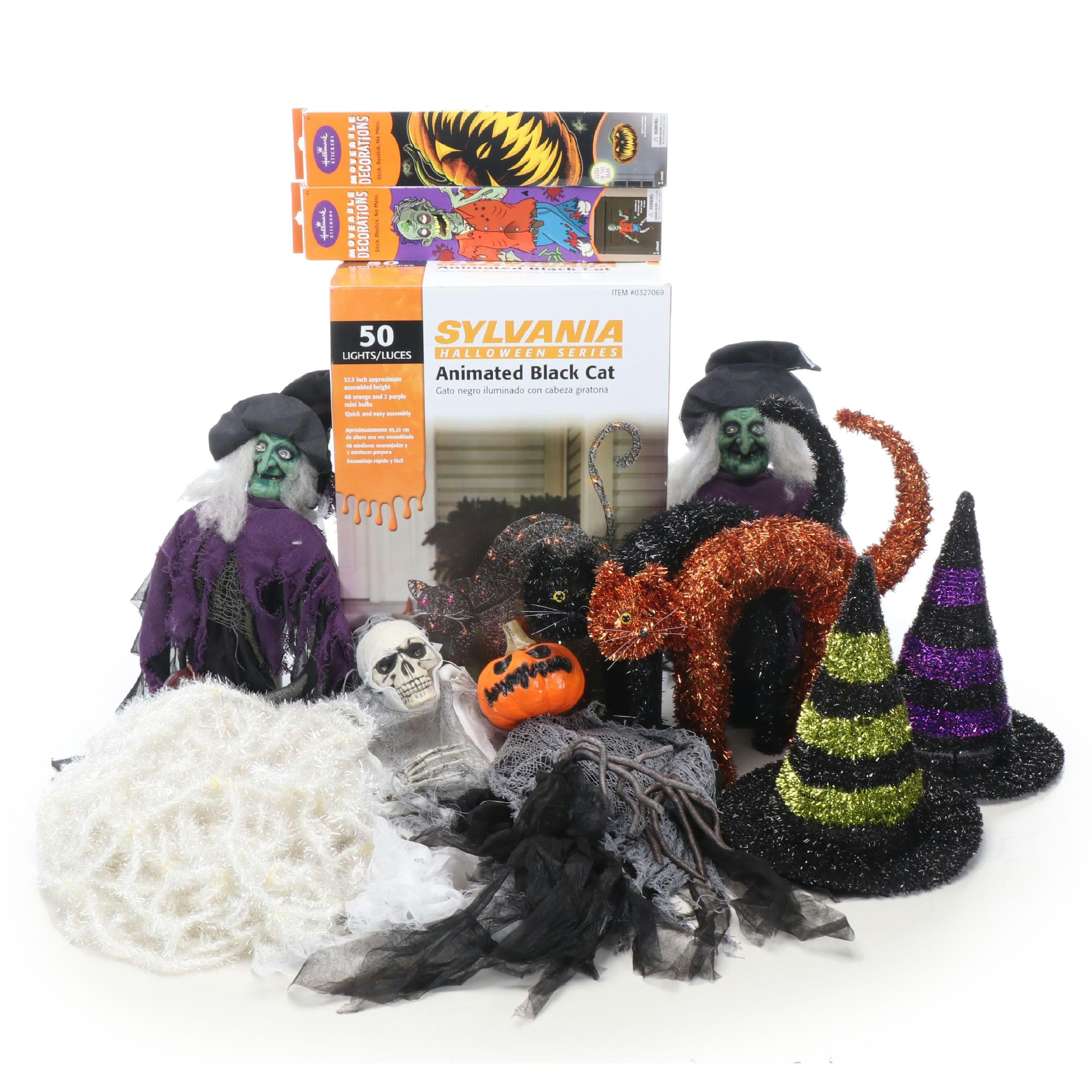 Animated Black Cat, Witches and Other Halloween Decorations