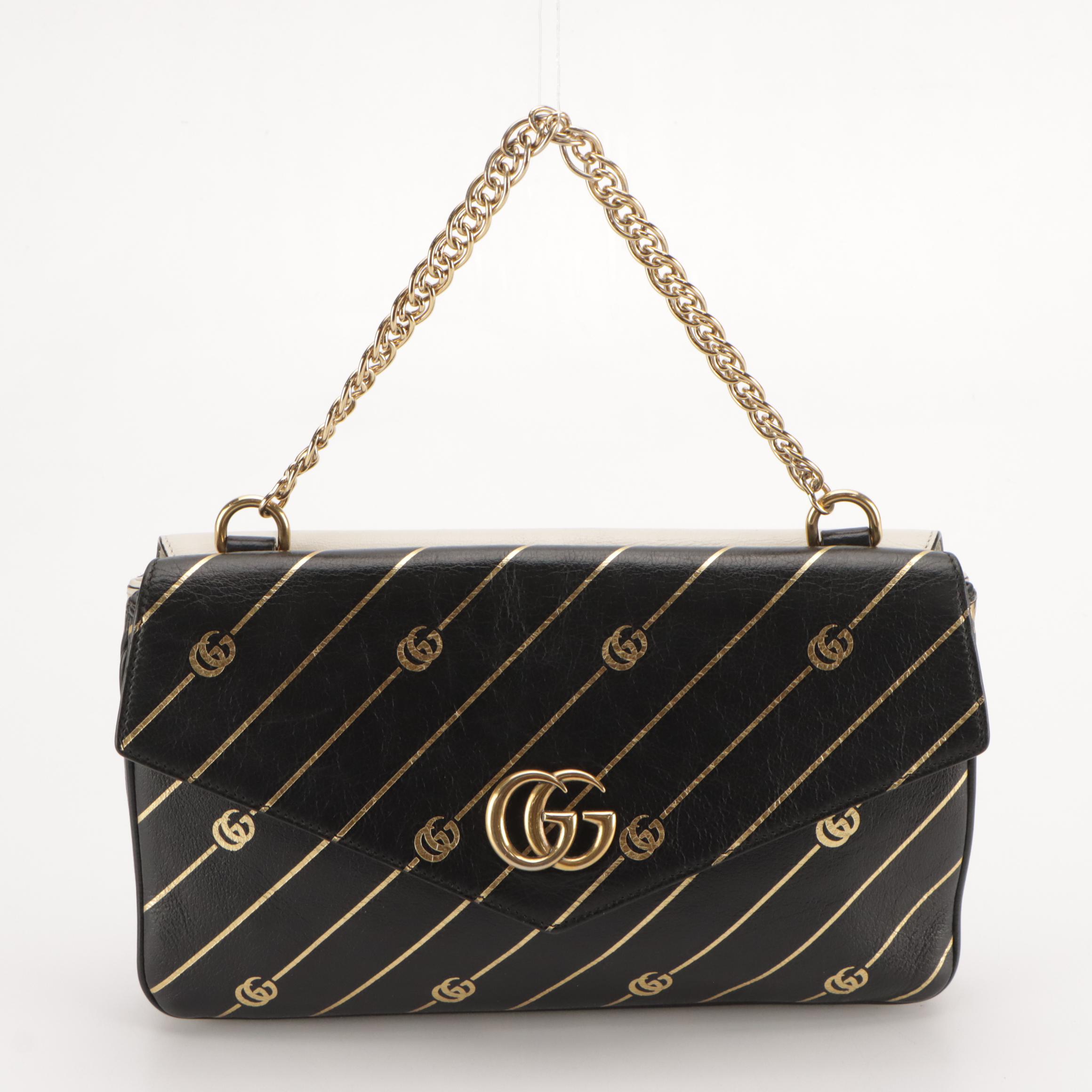 Gucci Thiara Diagonal GG Double Envelope Flap Two-Way Bag in Calfskin Leather