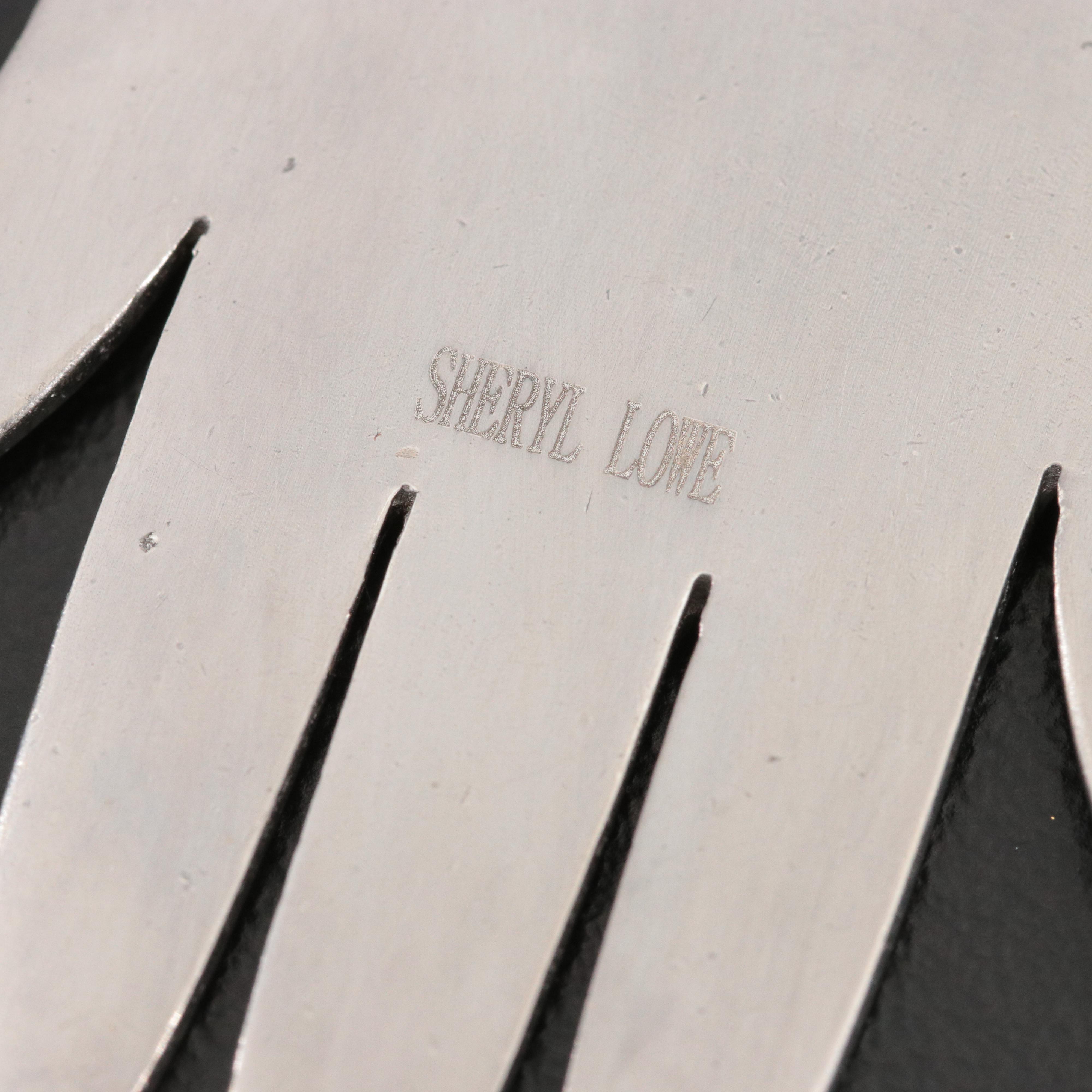 Sheryl Lowe Sterling Diamond Hamsa Hand with Crescent Moon and Starts