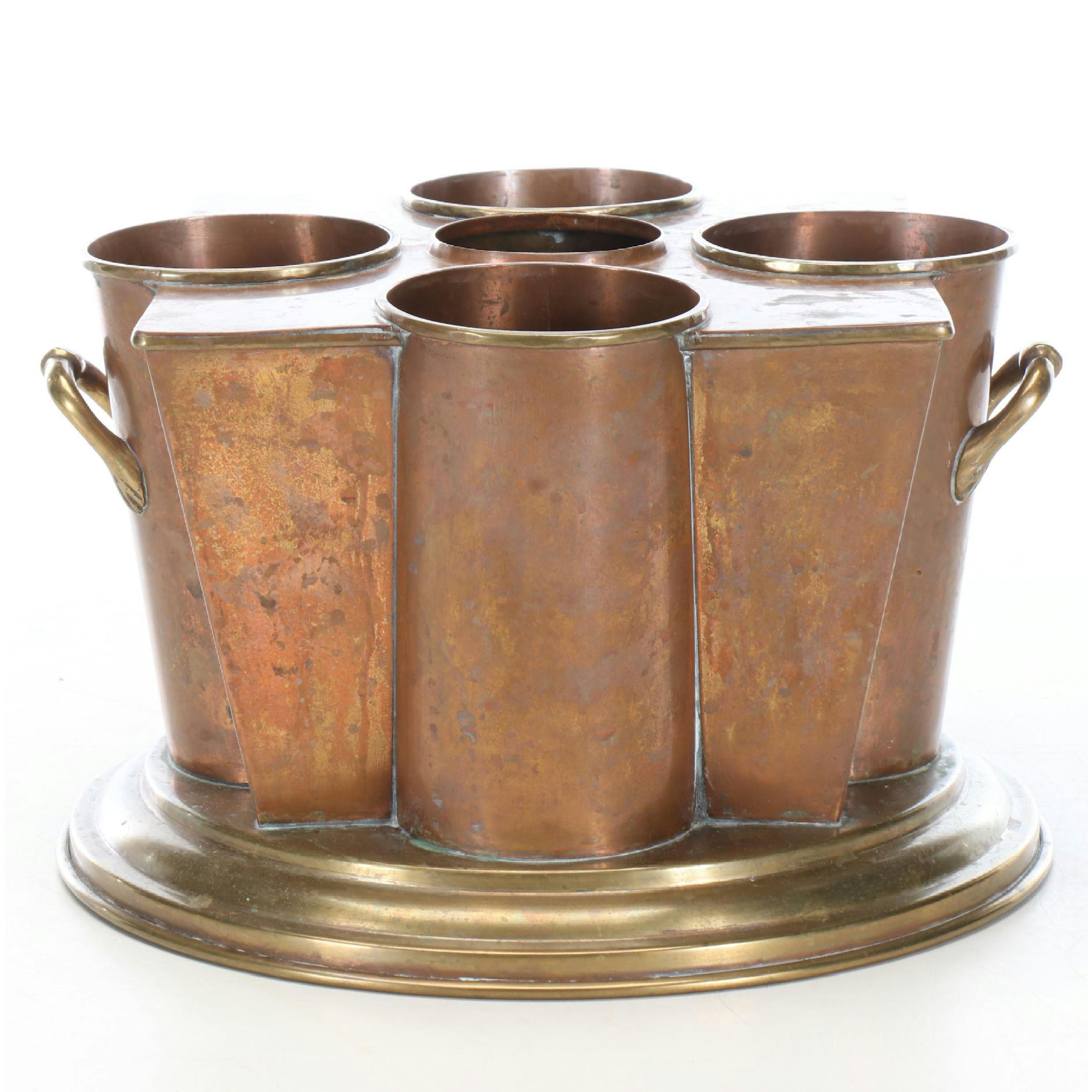Art Deco Style Copper and Brass Wine Cooler