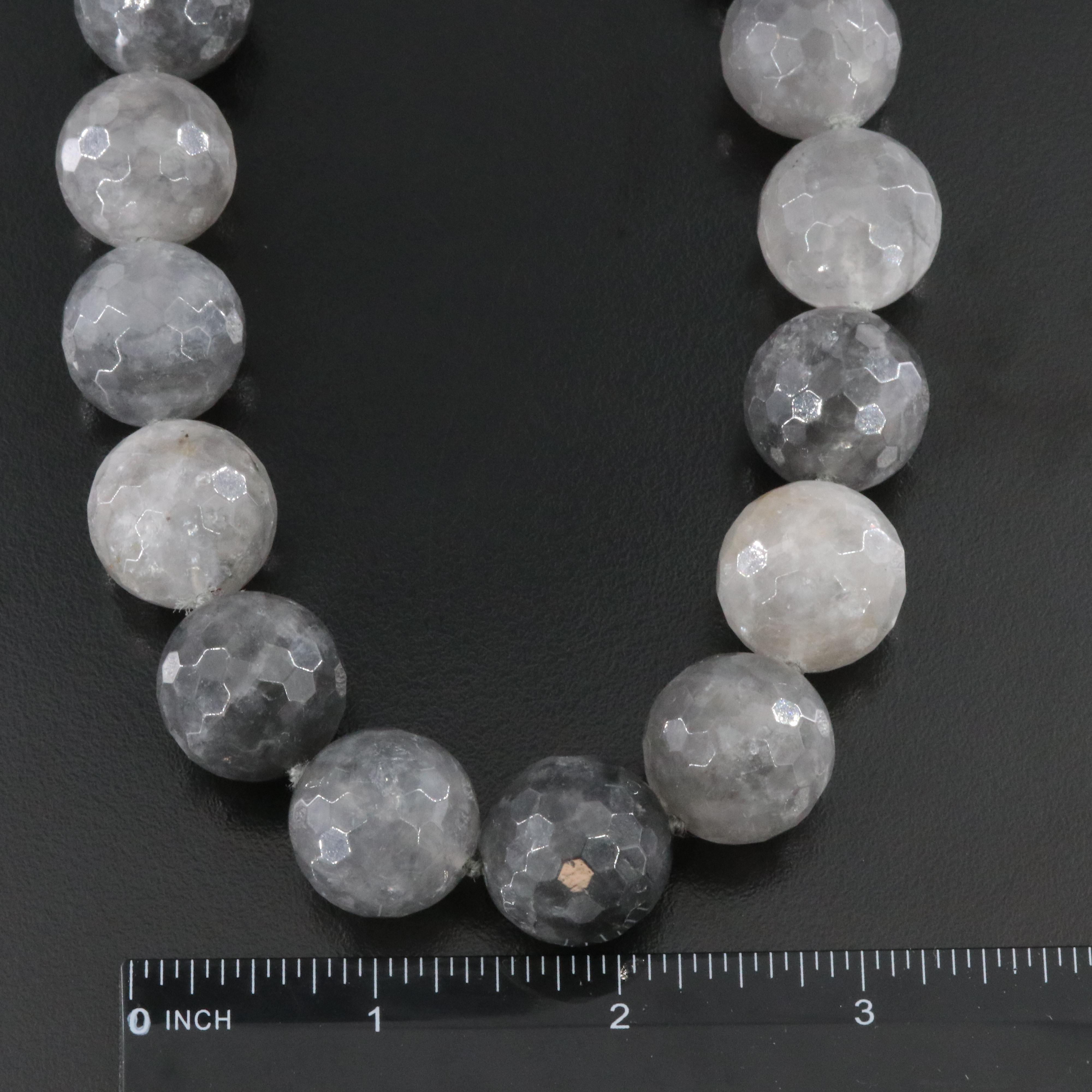 Quartz Bead Necklace with 14K Clasp and Adjustable Chain