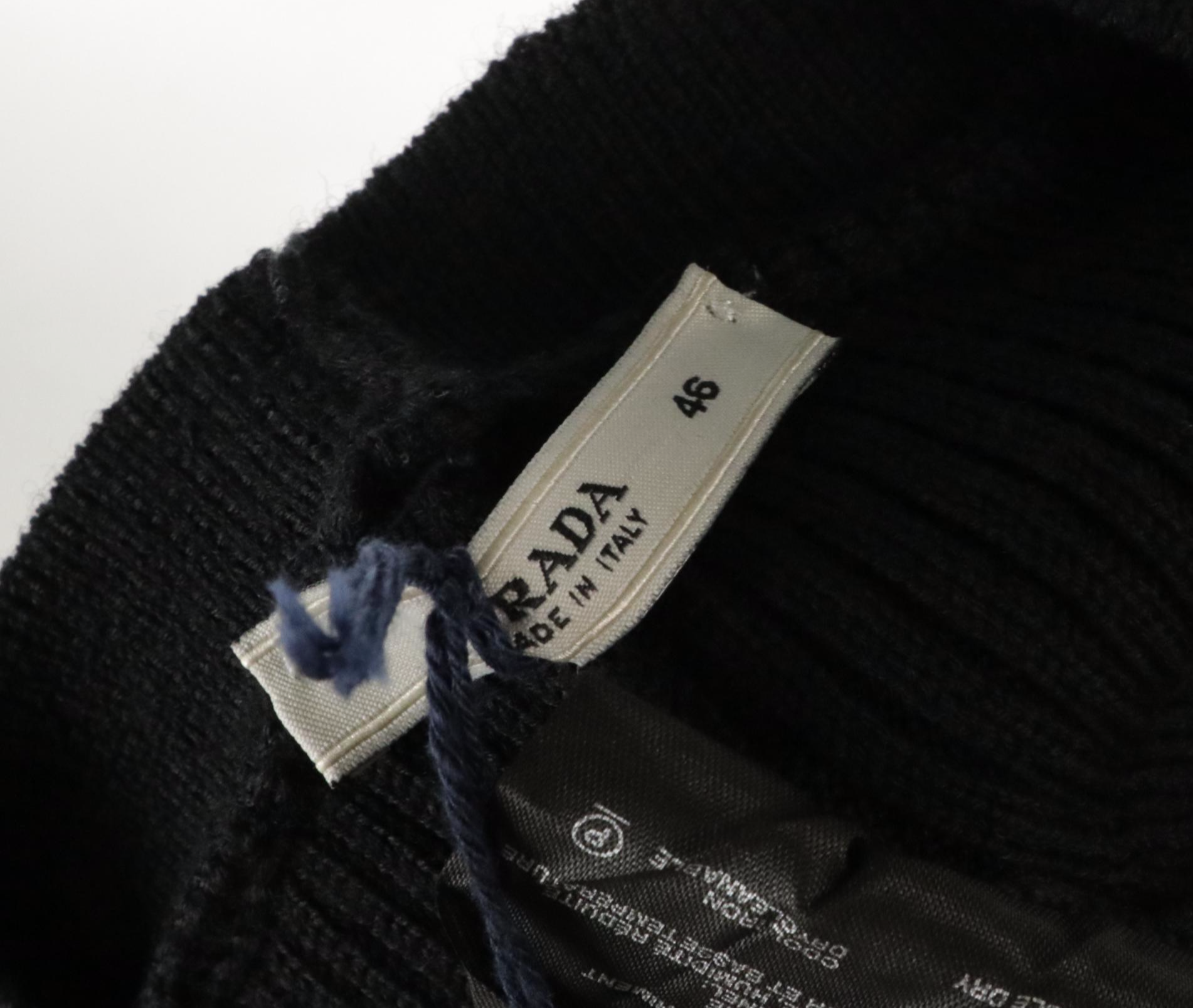 Prada Black Rib Knit Wool Flare Pants, With Tags