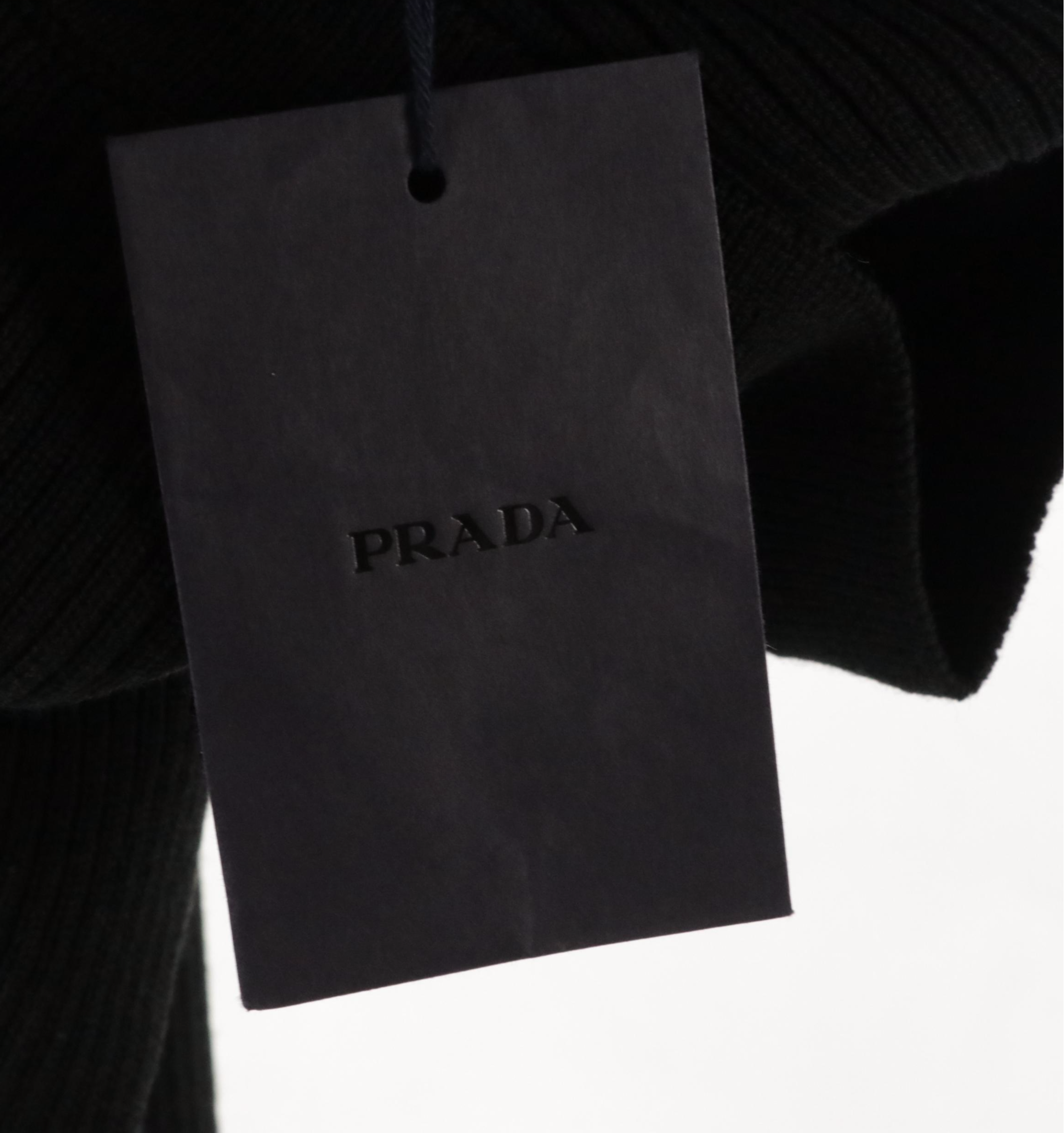 Prada Black Rib Knit Wool Flare Pants, With Tags