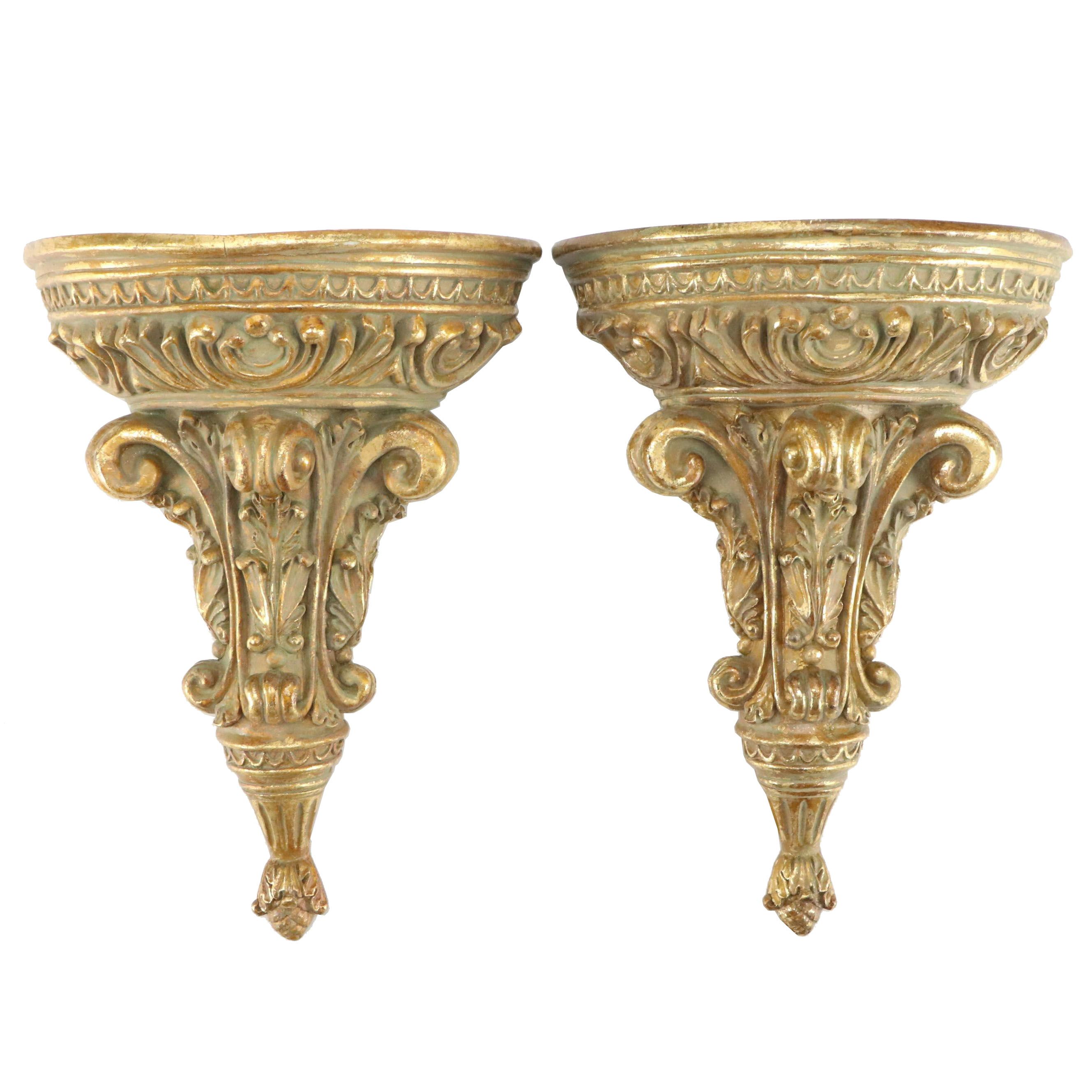 Rococo Style Gilt Resin Wall Shelves