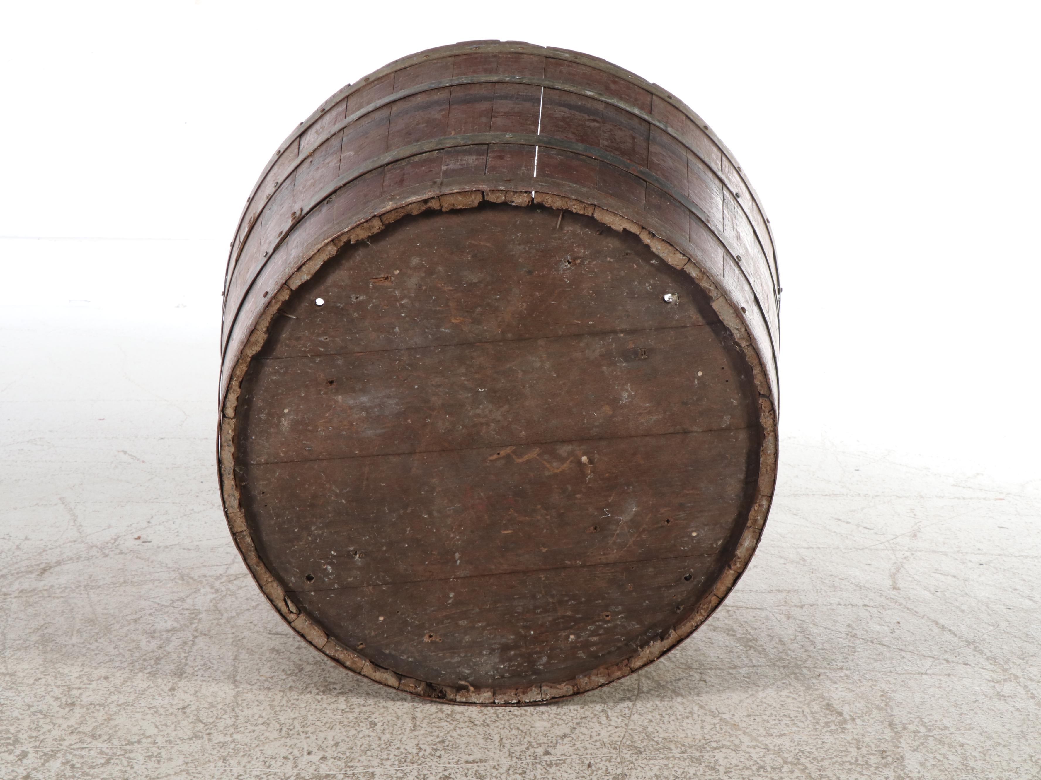 Large Primitive Wood Coopered Bucket with Handles