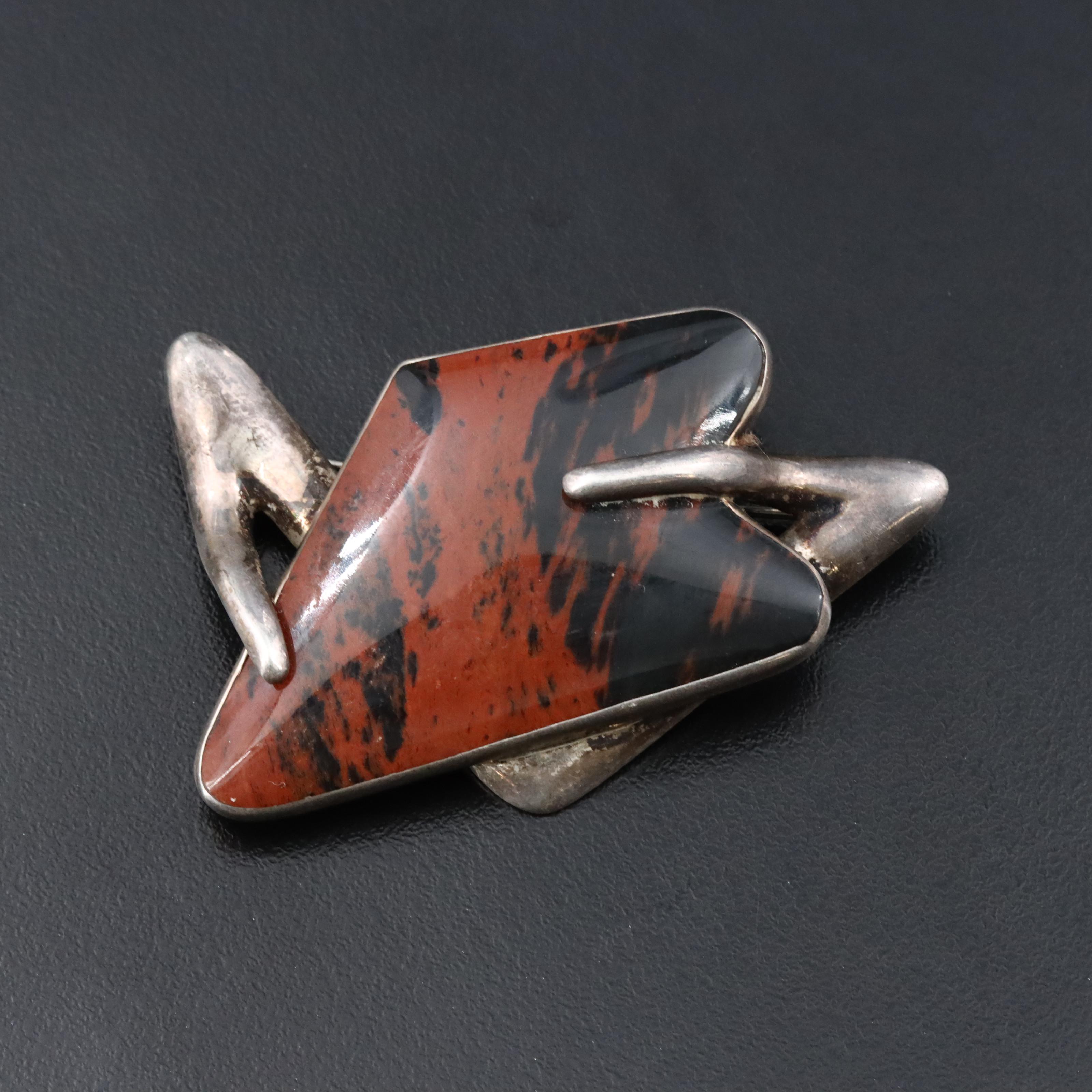 Sterling Sigi Pineda Mahogany Obsidian Brooch