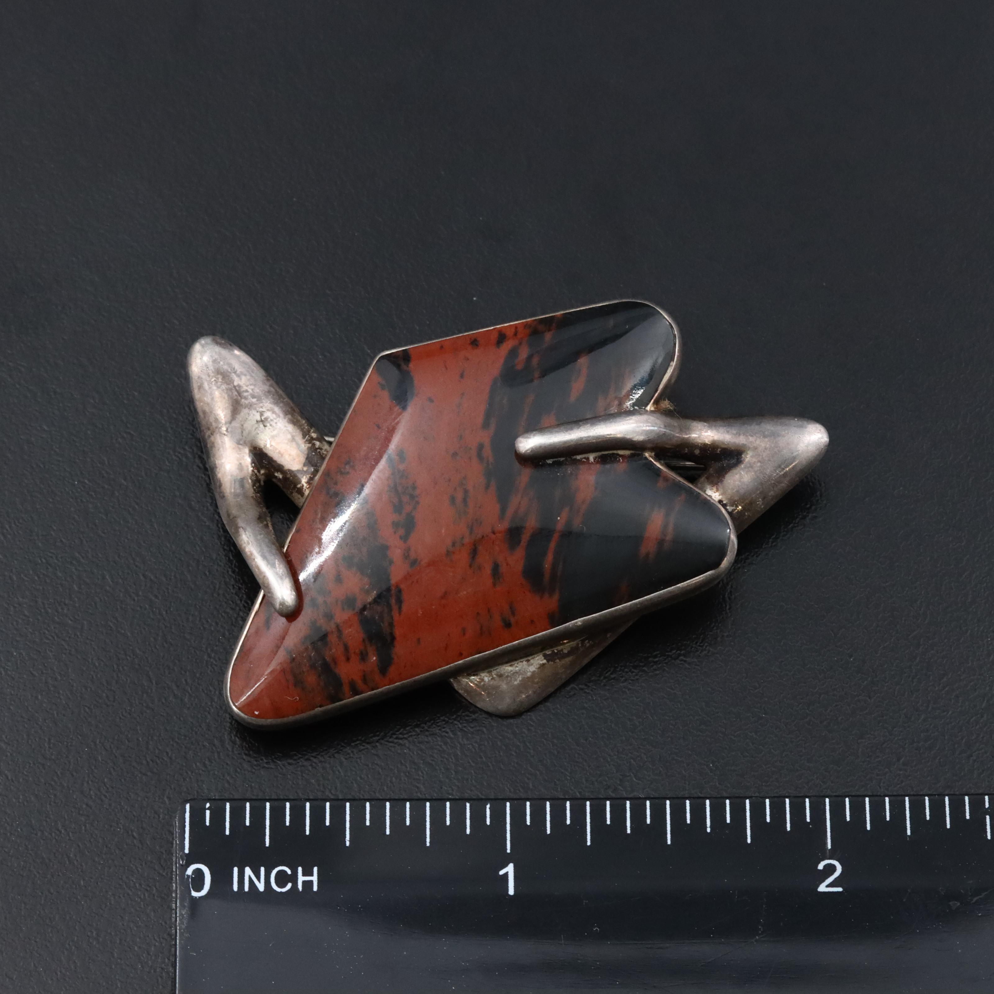 Sterling Sigi Pineda Mahogany Obsidian Brooch