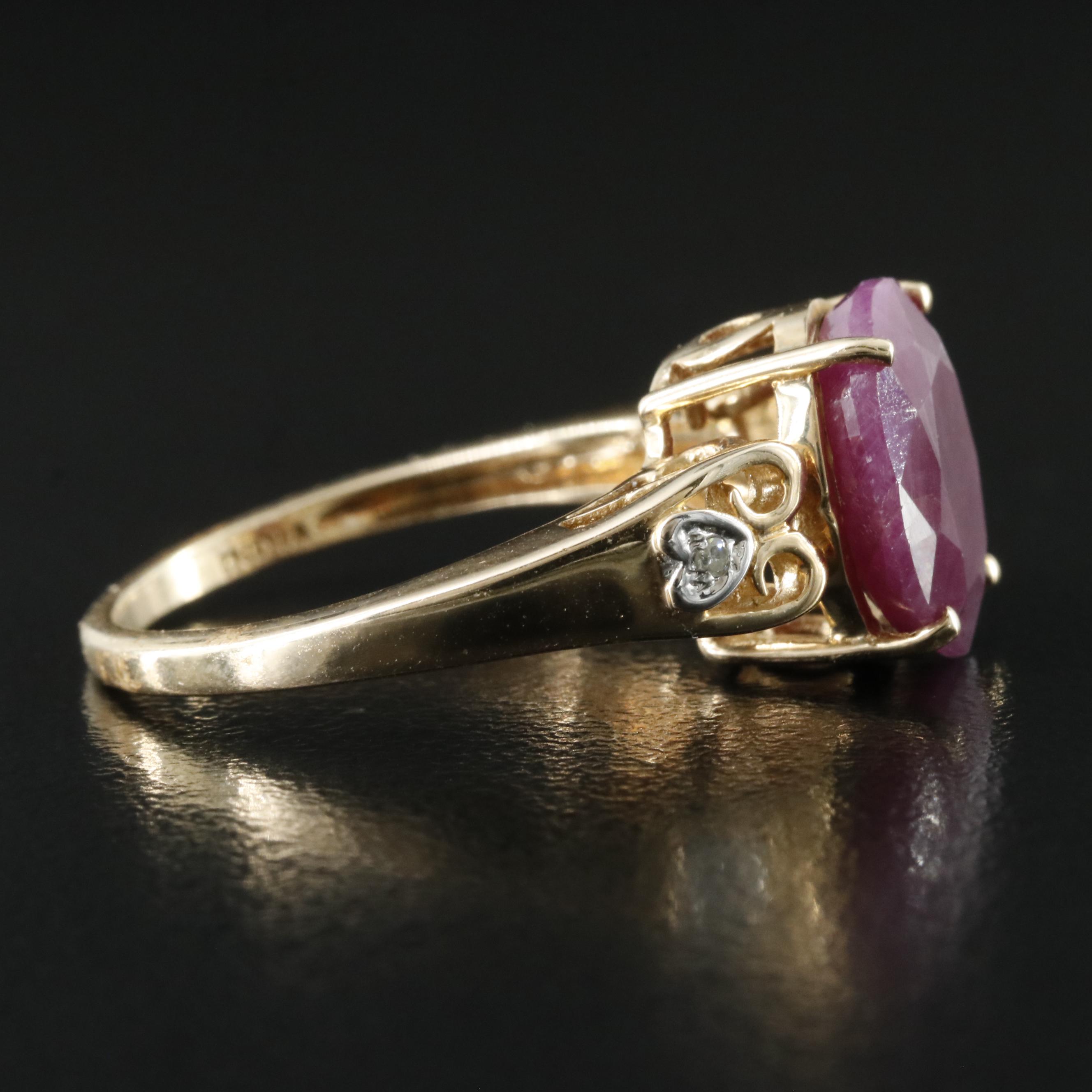 14K 4.15 CT Ruby and Diamond Ring