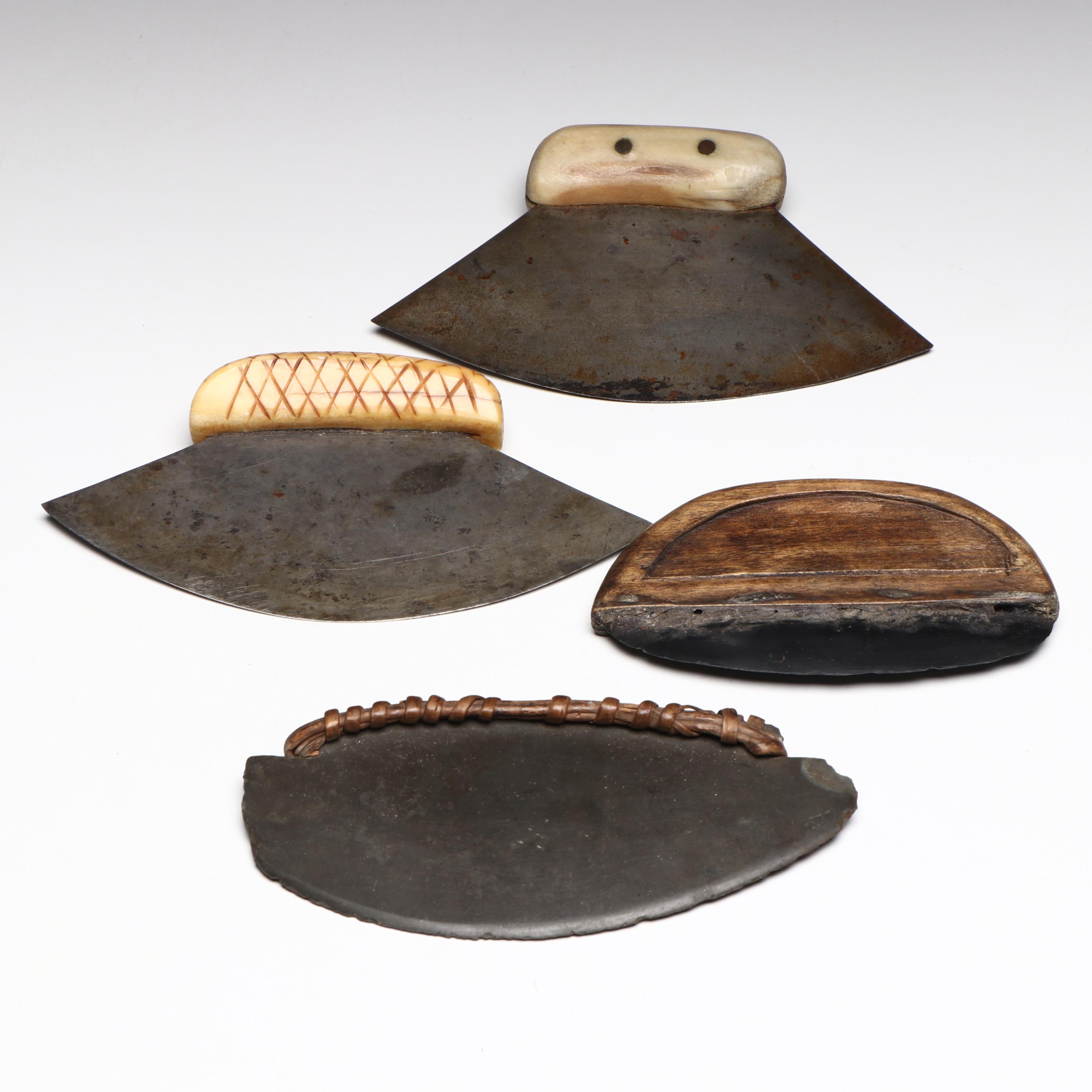 Inuit Bone and Wood Handled Ulu Knives