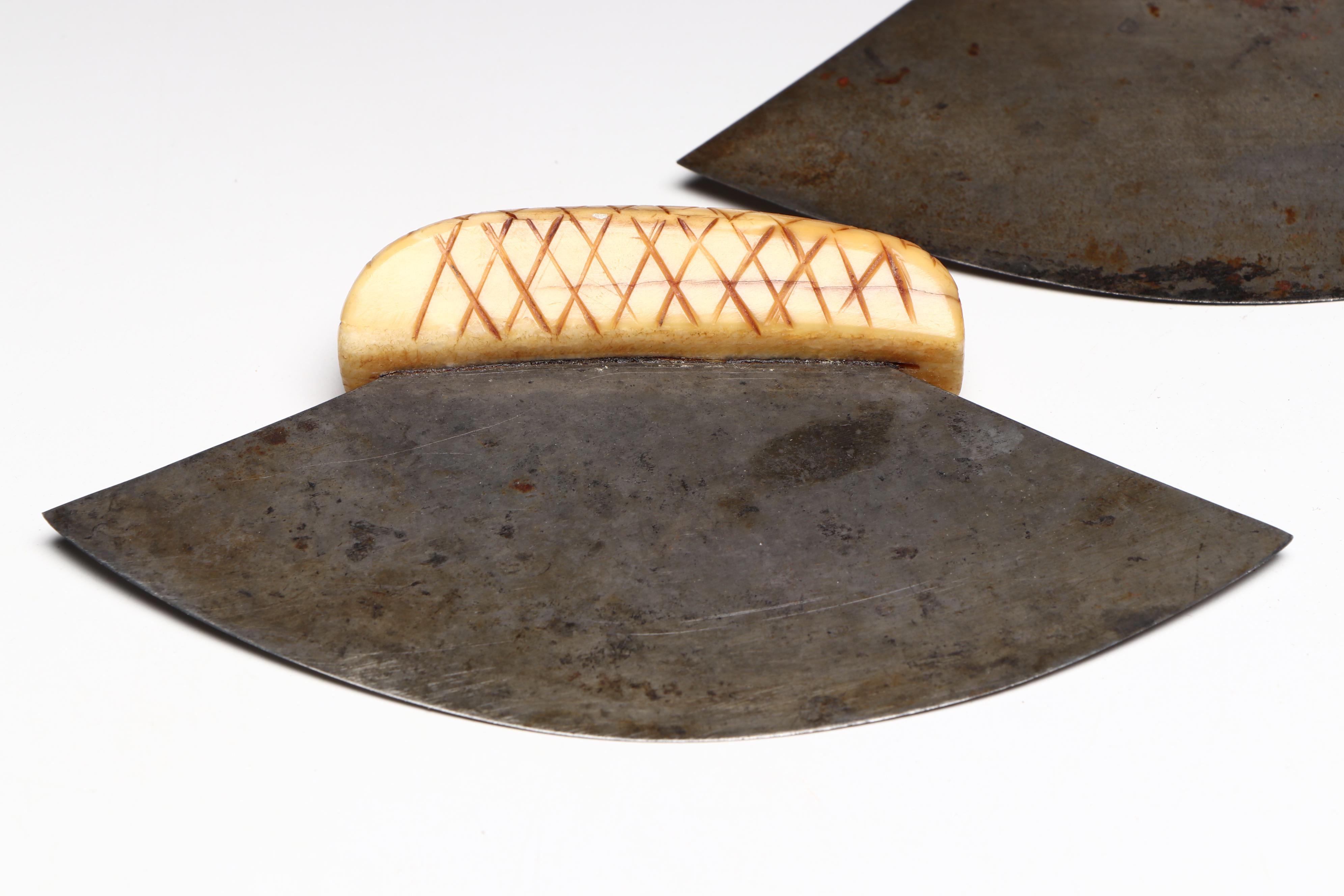 Inuit Bone and Wood Handled Ulu Knives