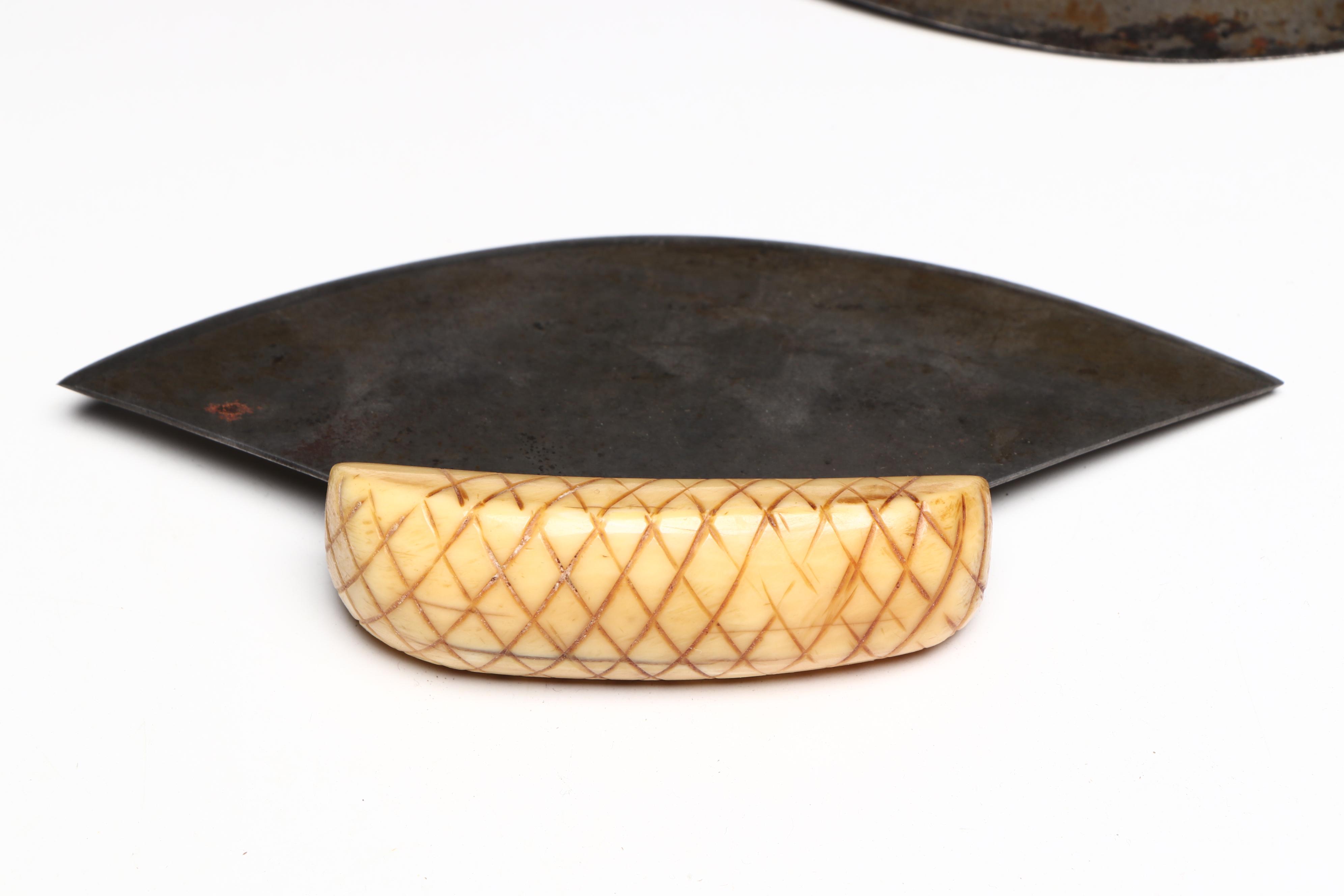 Inuit Bone and Wood Handled Ulu Knives