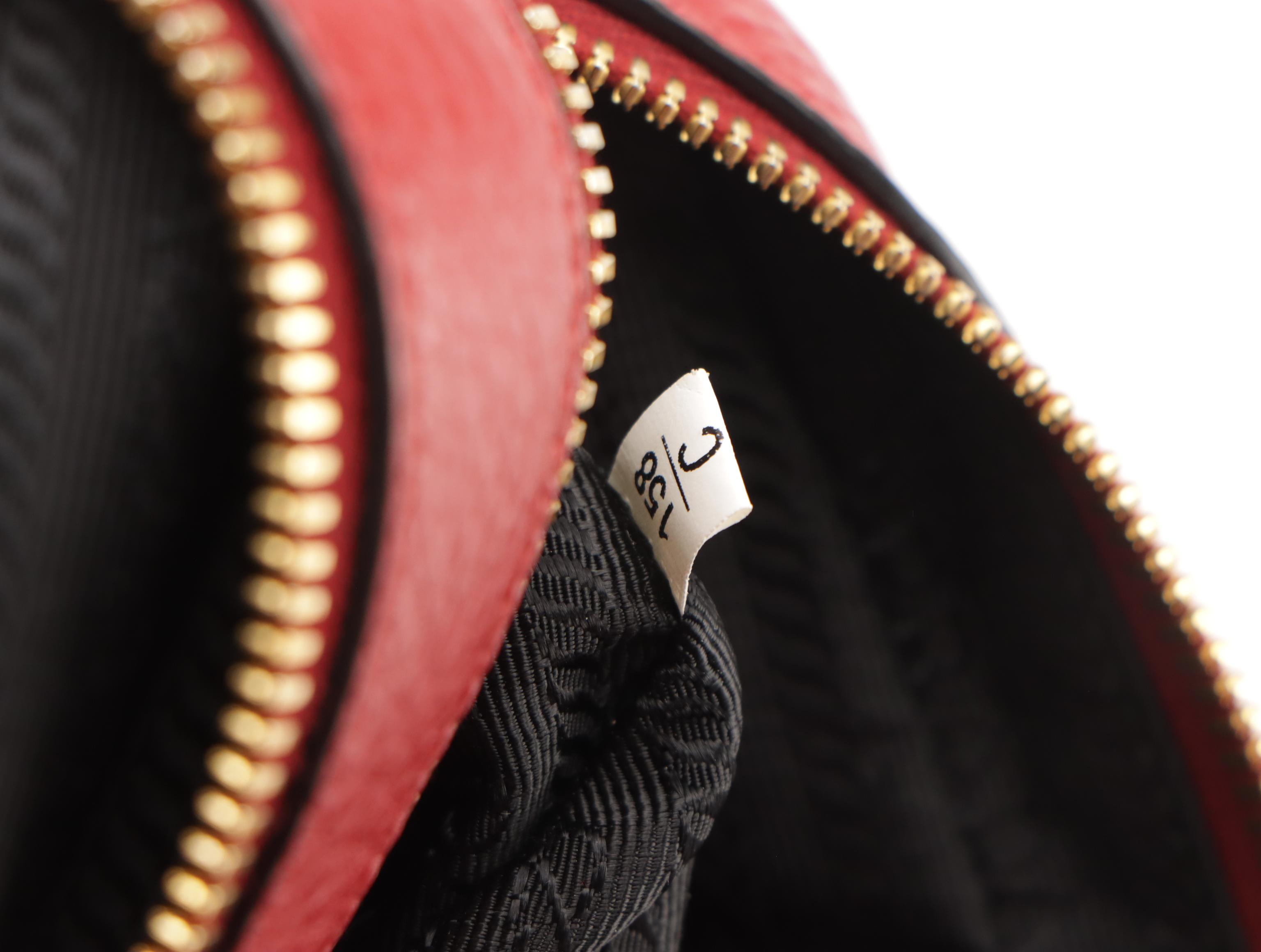 Prada Double Zip Two-Way Bag in Cherry Red Vitello Daino Leather