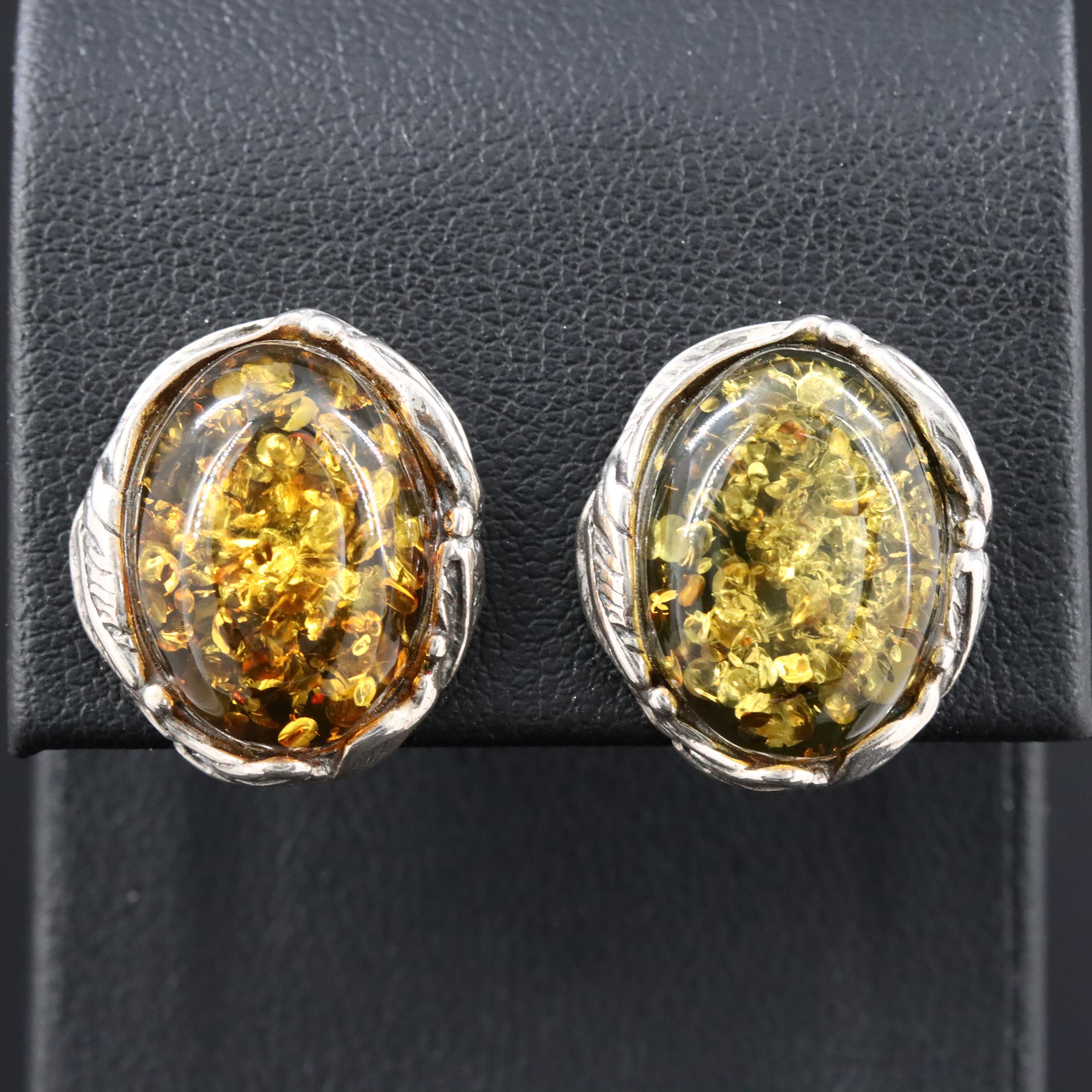 Sterling Amber Earrings