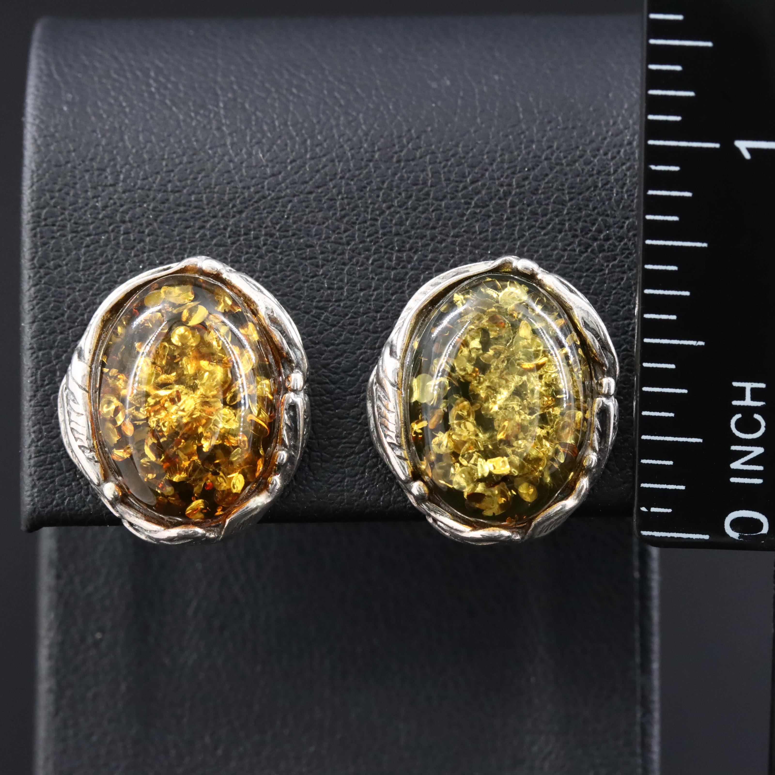 Sterling Amber Earrings