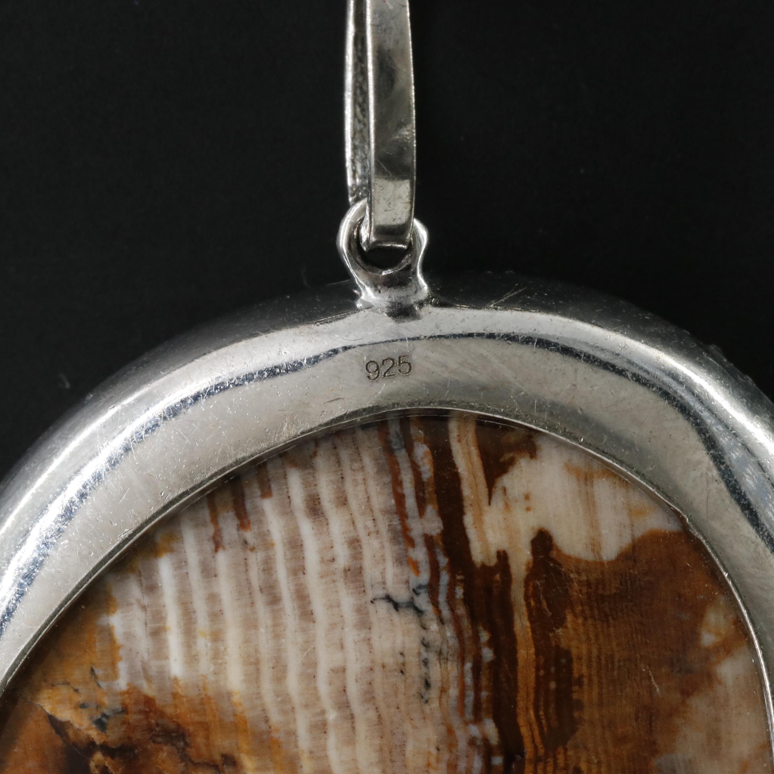 Sheryl Lowe Sterling Fossilized Wood Opalite and Diamond