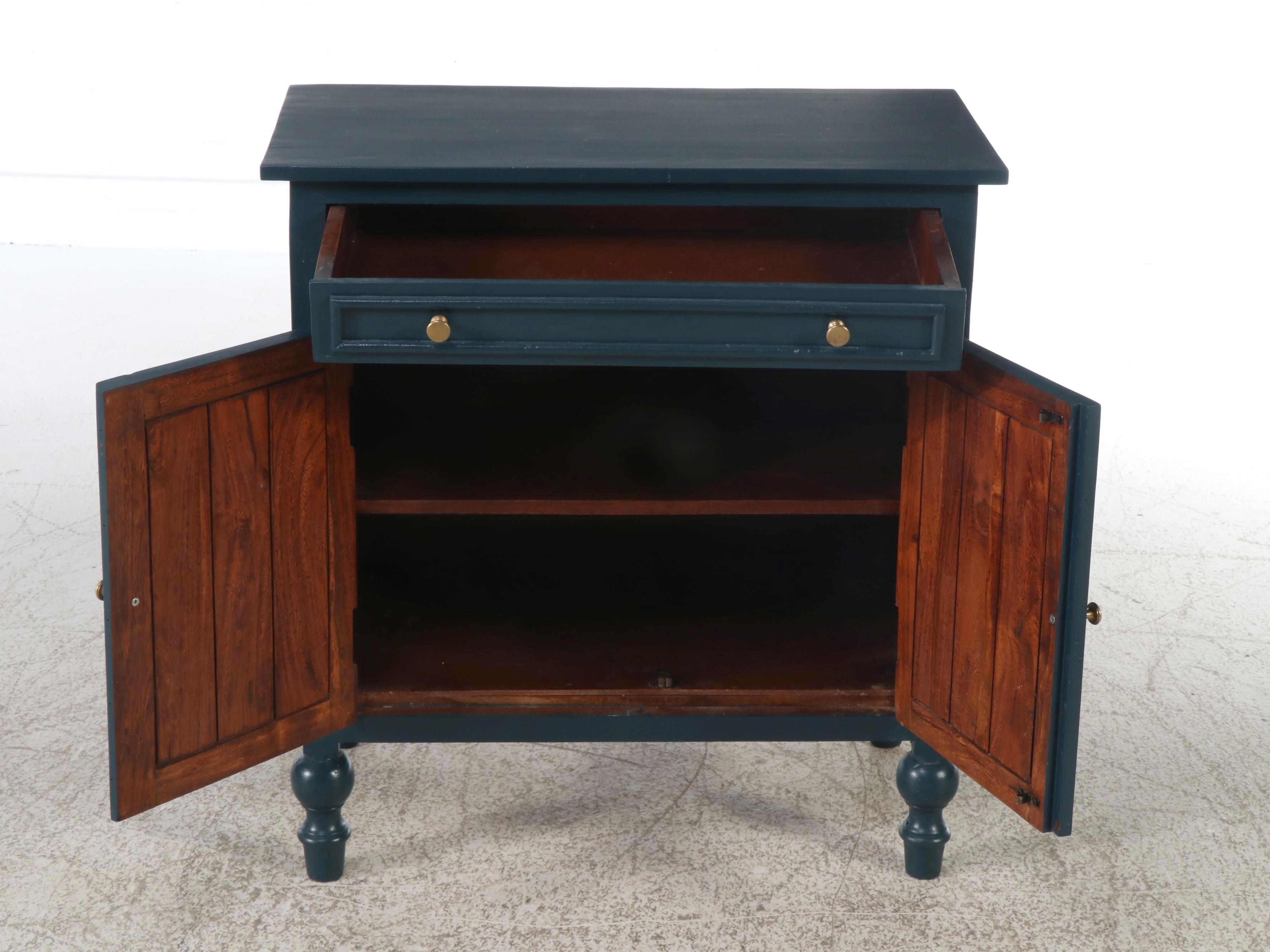 Traditional Style Blue-Painted Wood Buffet Cabinet