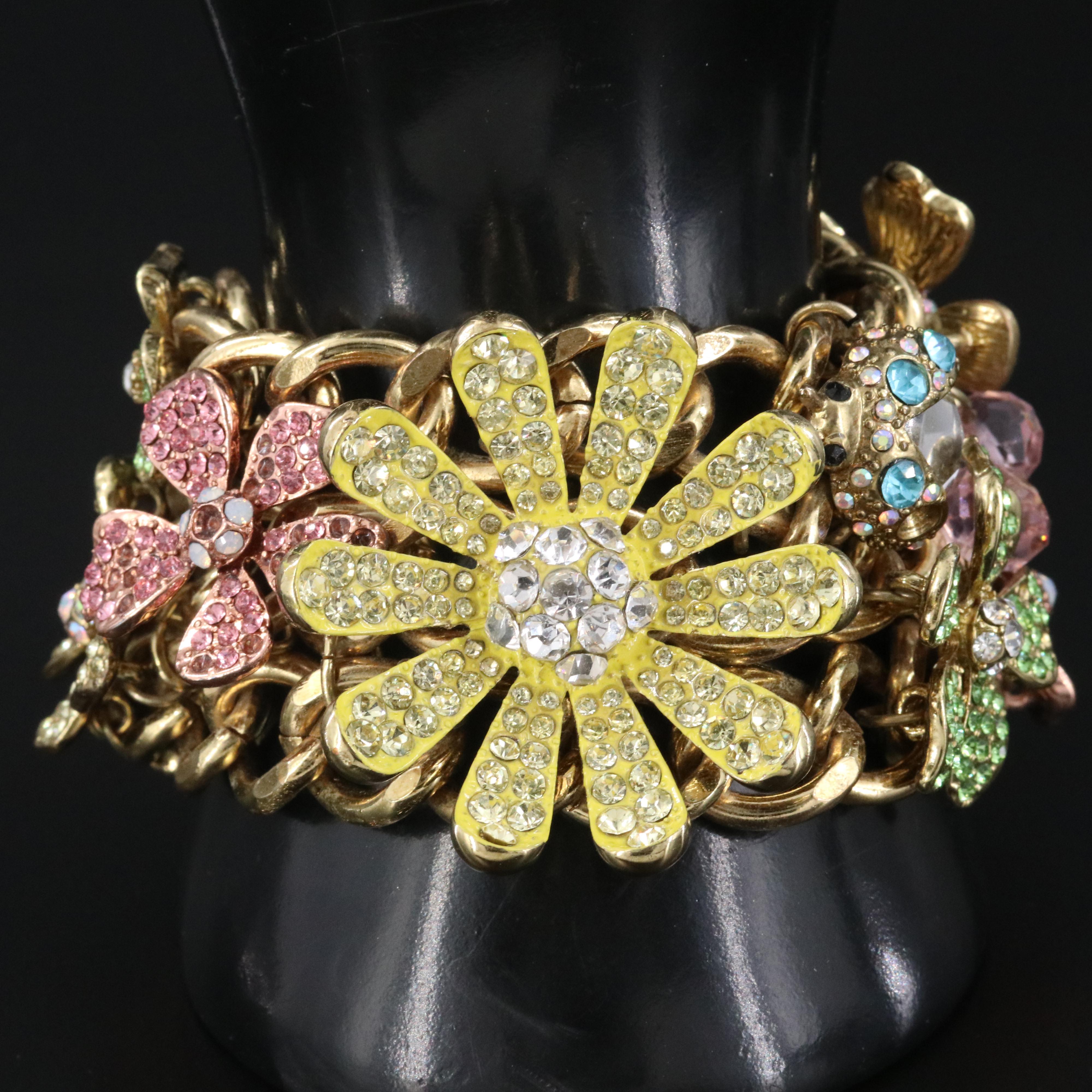 Betsy Johnson Rhinestone Flower Bracelet