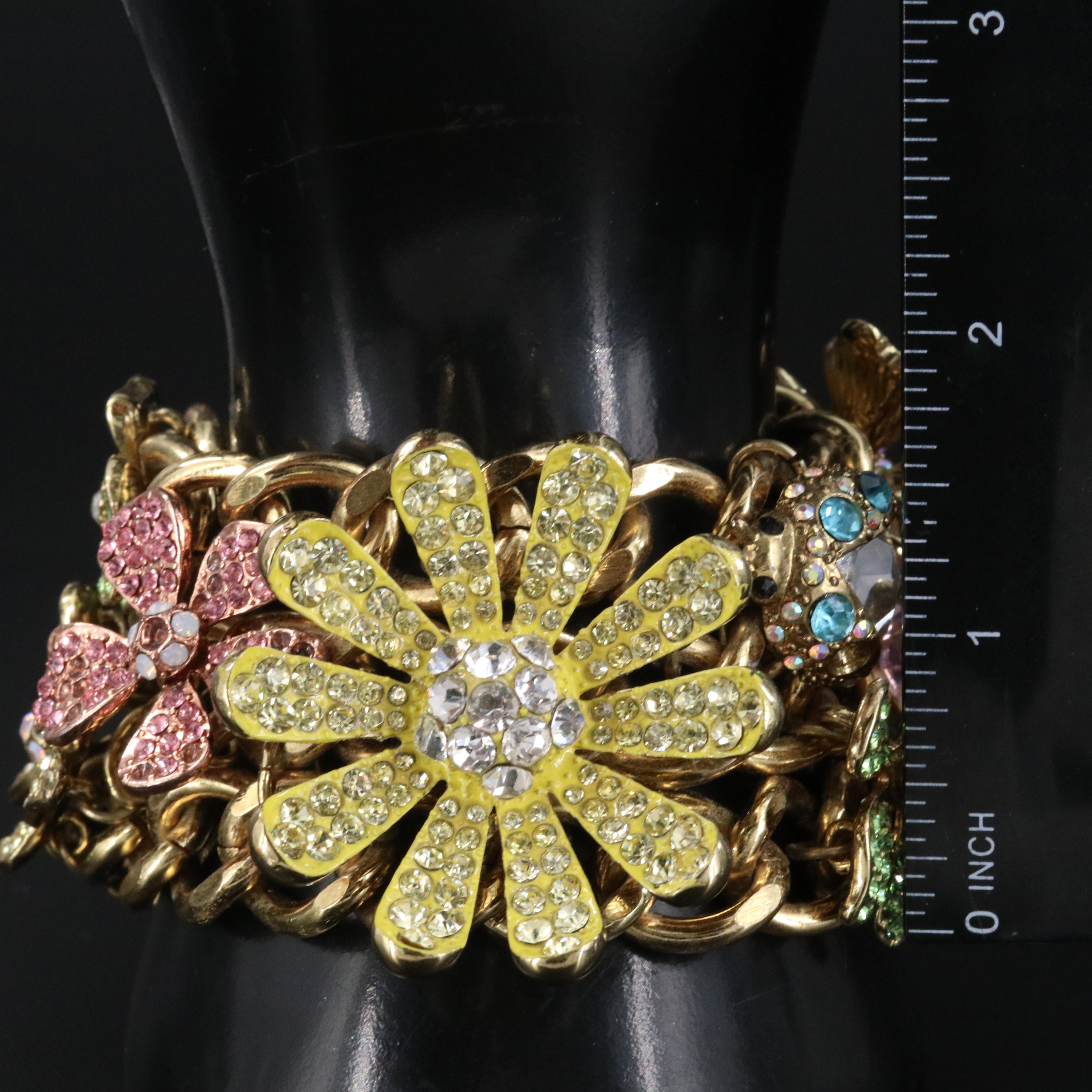 Betsy Johnson Rhinestone Flower Bracelet