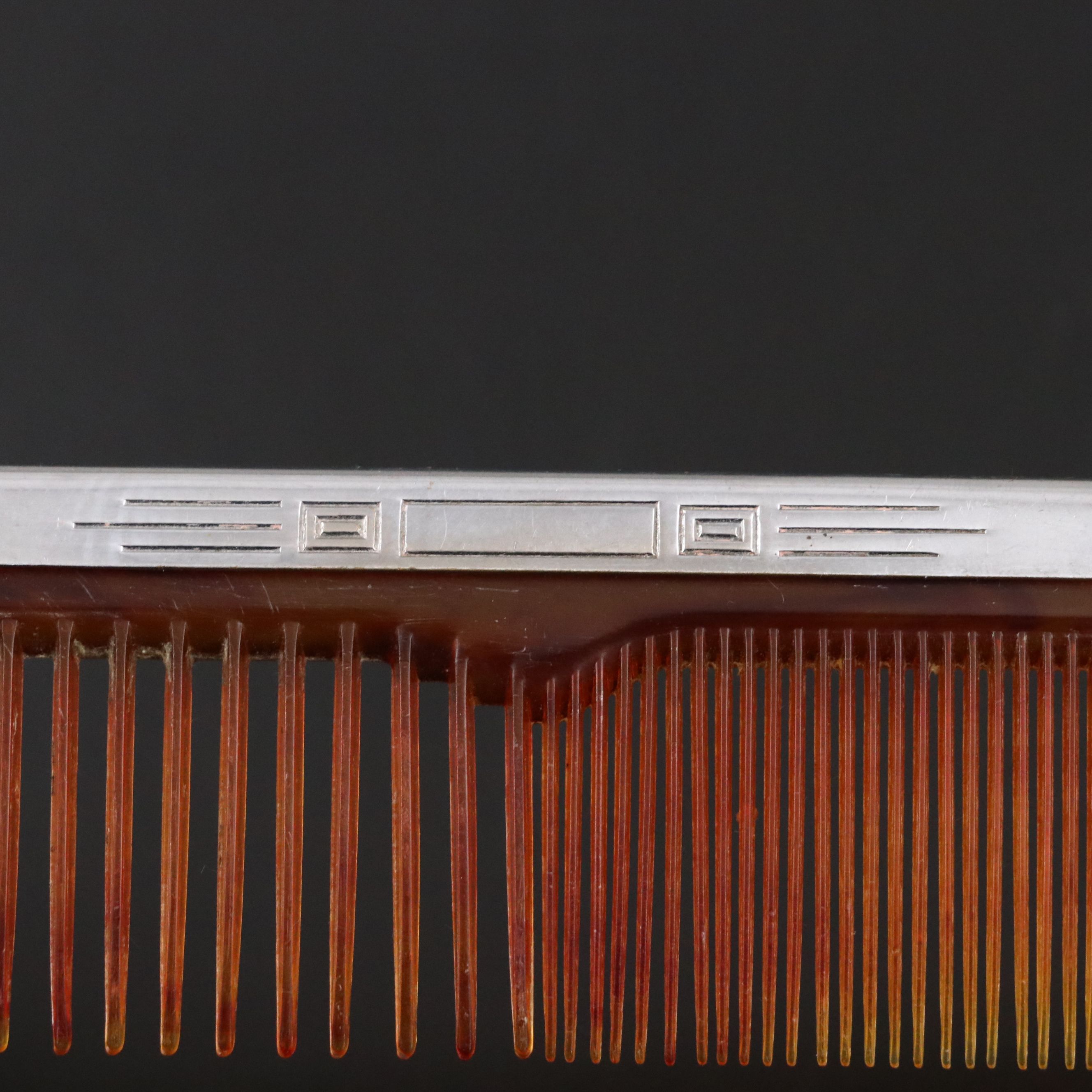 English Silver Plate and Faux Tortoiseshell Hair Comb, Early to Mid-20th C.