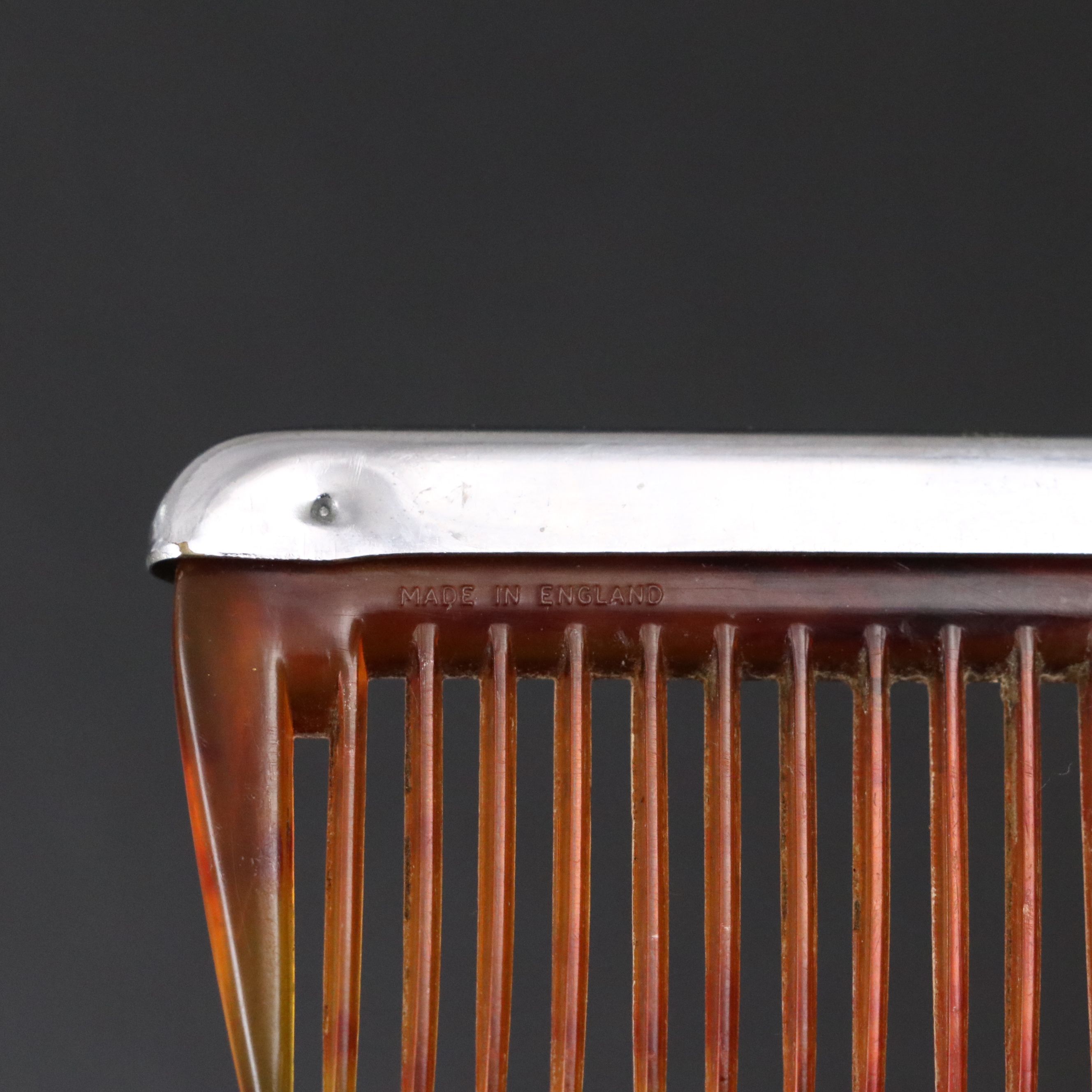 English Silver Plate and Faux Tortoiseshell Hair Comb, Early to Mid-20th C.