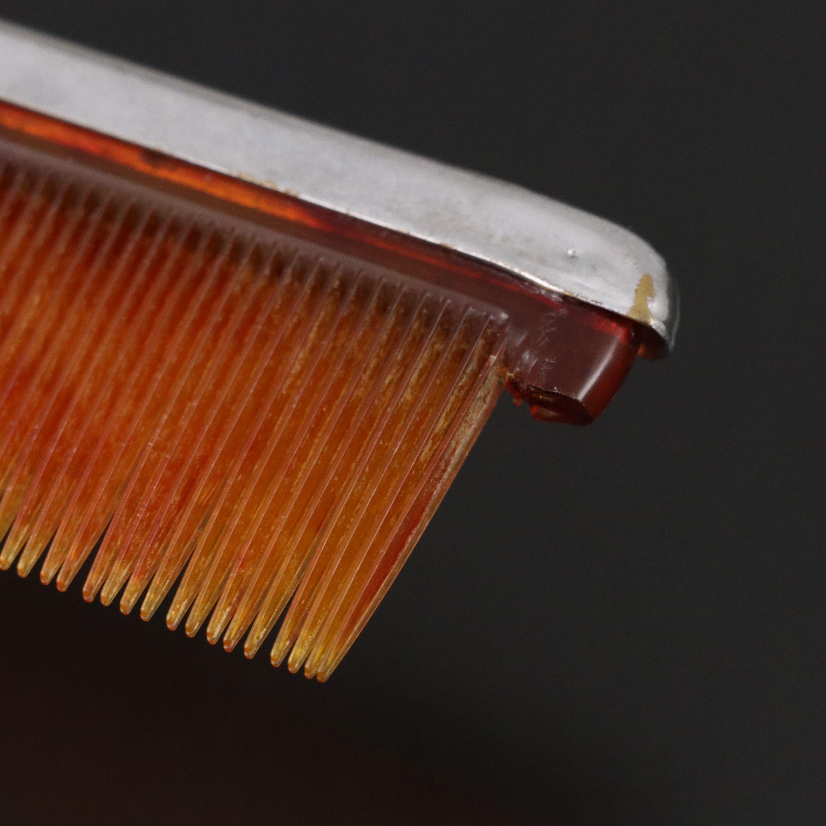 English Silver Plate and Faux Tortoiseshell Hair Comb, Early to Mid-20th C.