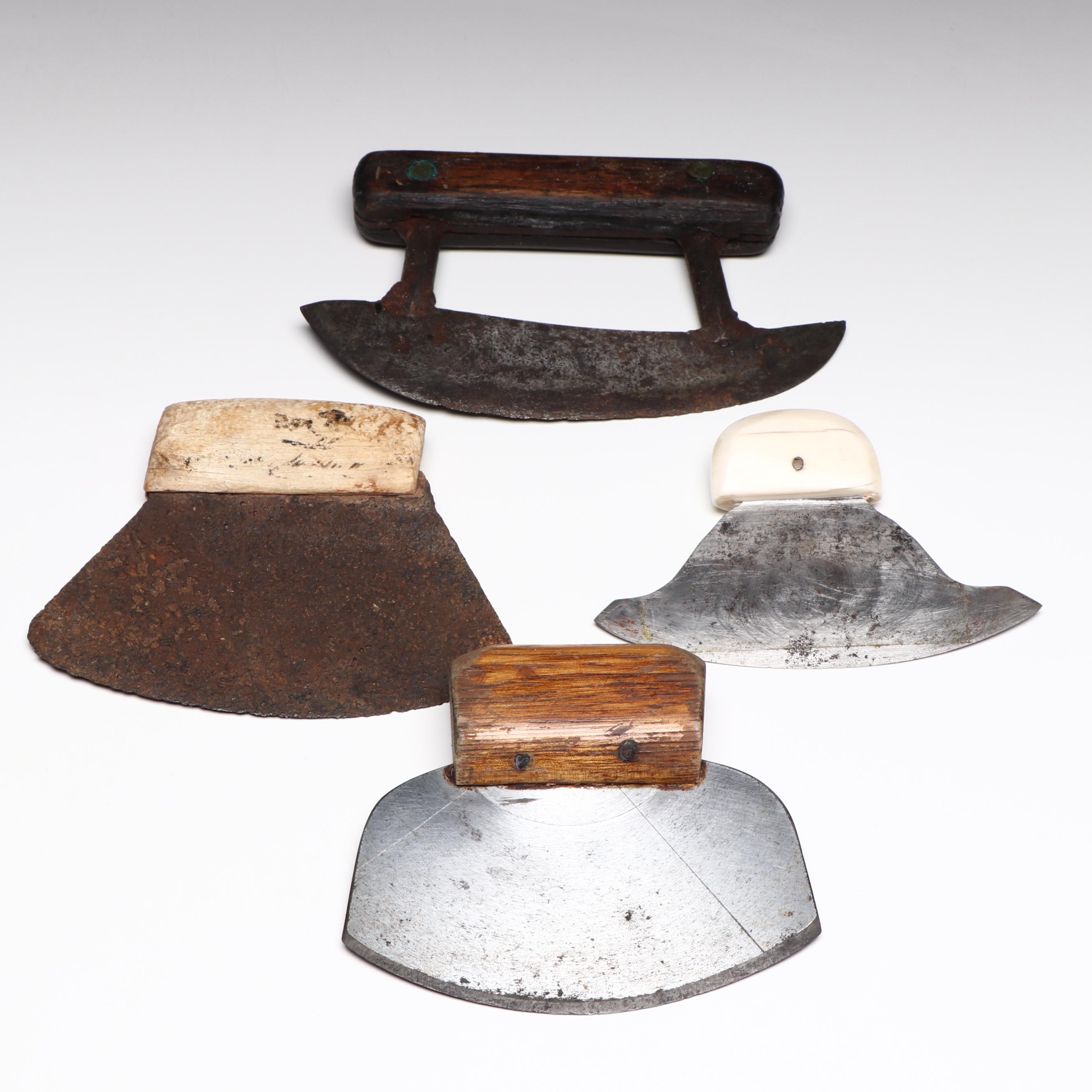 Inuit Bone and Wood Handled Ulu Knives