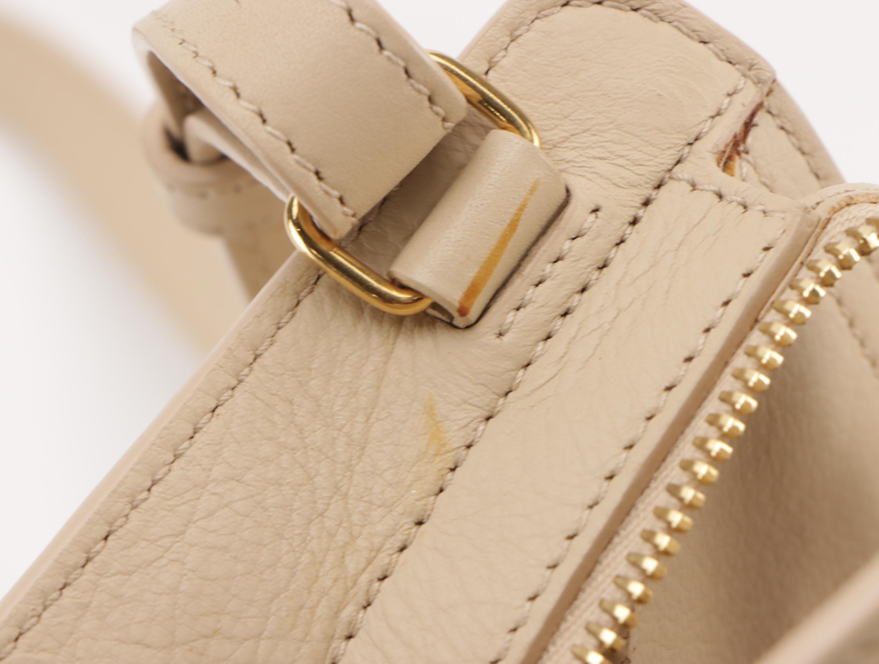 Saint Laurent YSL Cabas Two-Way Bag in Neutral Calfskin Leather