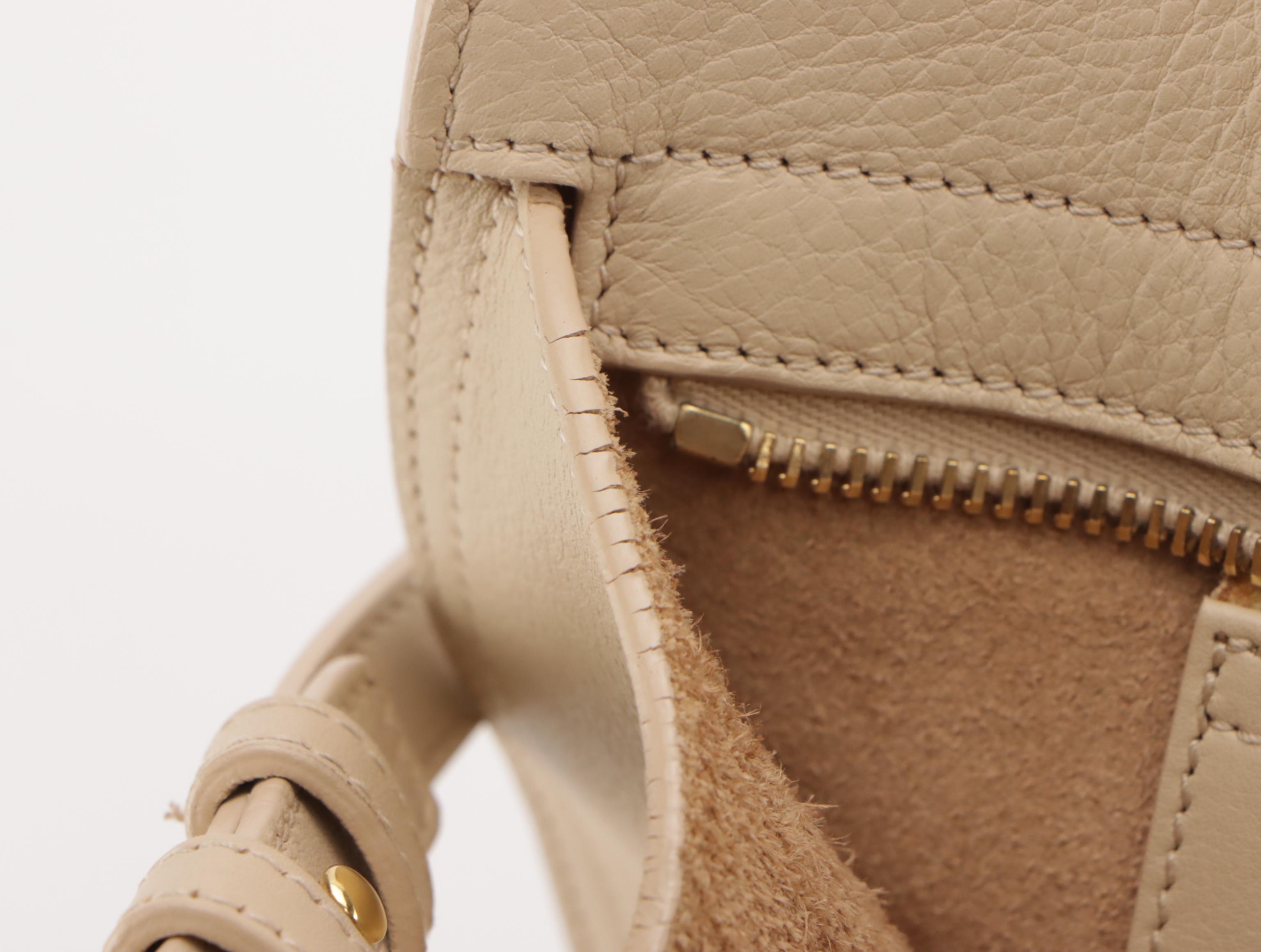 Saint Laurent YSL Cabas Two-Way Bag in Neutral Calfskin Leather