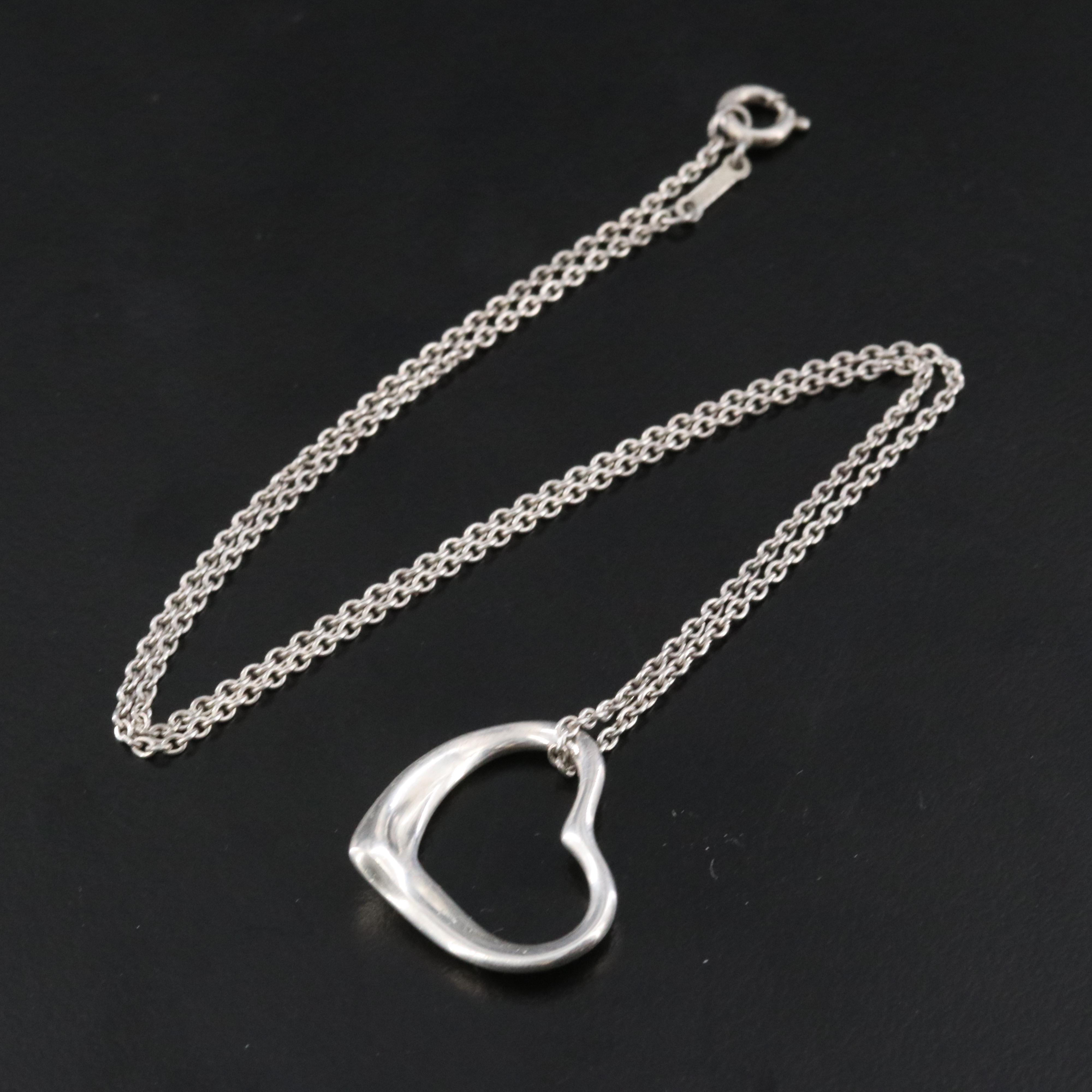 Elsa Peretti for Tiffany & Co. Open Heart Sterling Pendant Necklace