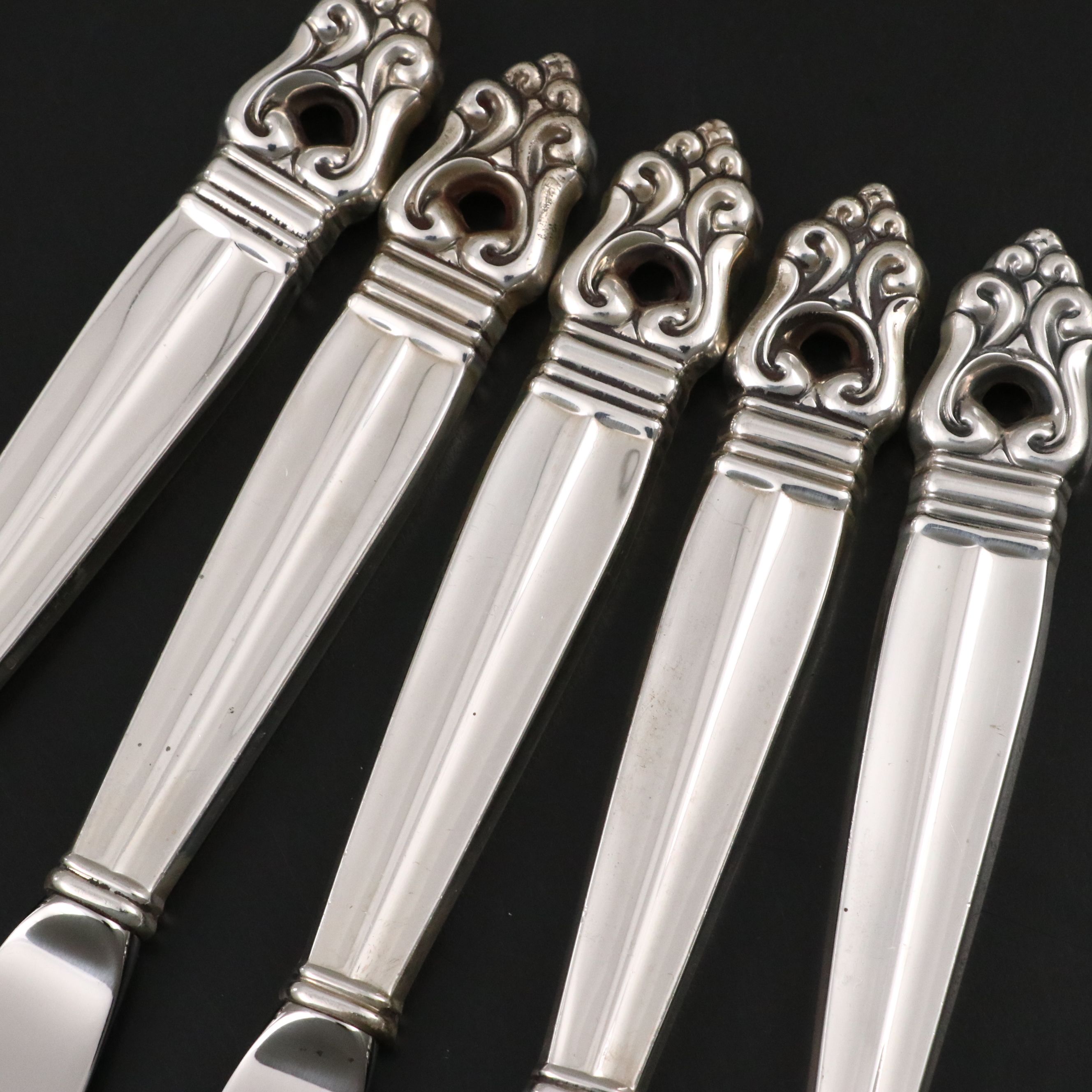 International Silver Co. "Royal Danish" Sterling Silver Handled Fish Knives