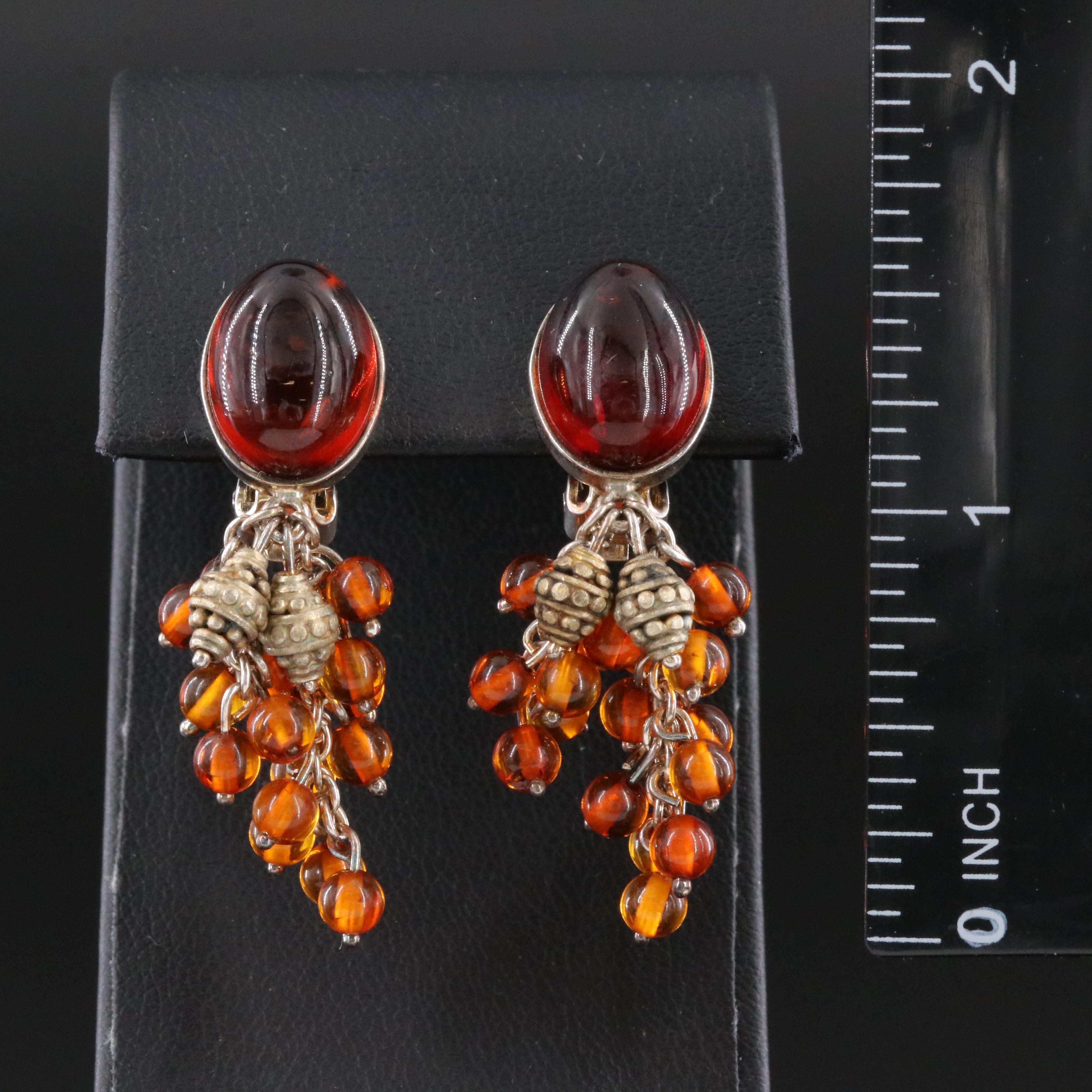 Sterling Amber Earrings