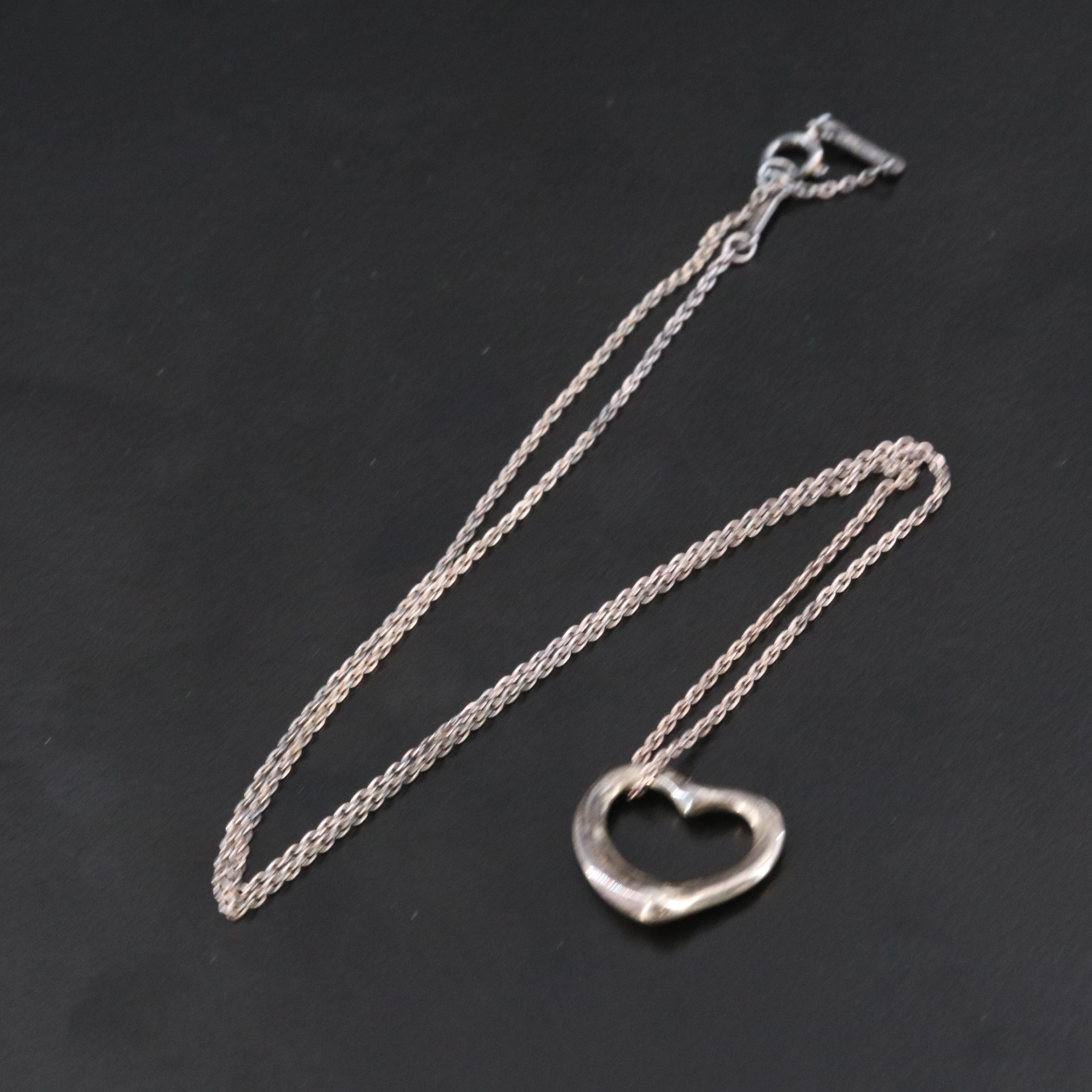 Elsa Peretti for Tiffany & Co. Open Heart Sterling Pendant Necklace